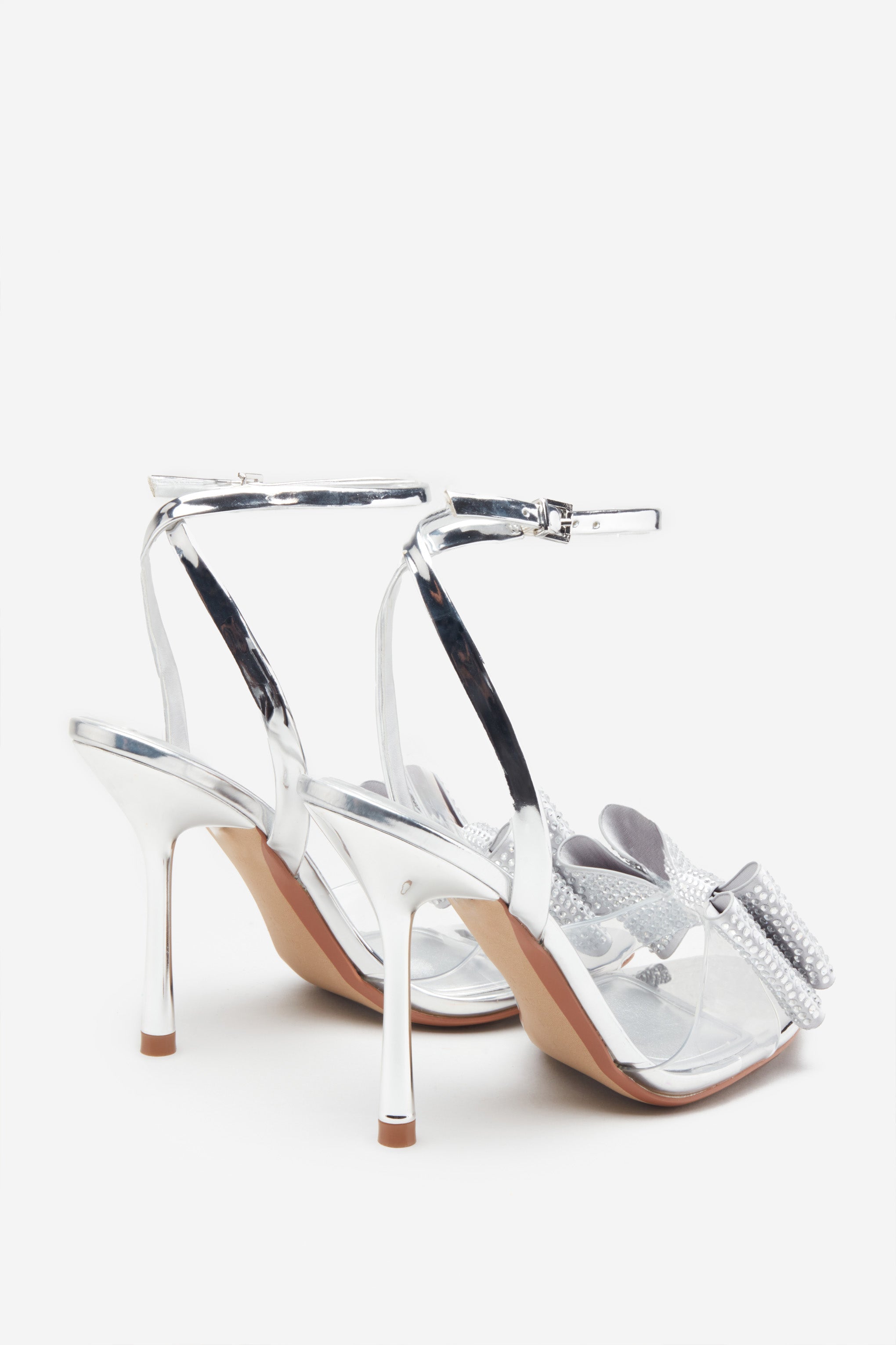 Seraphine London™ | Silver Metallic Diamanté Heeled Sandals