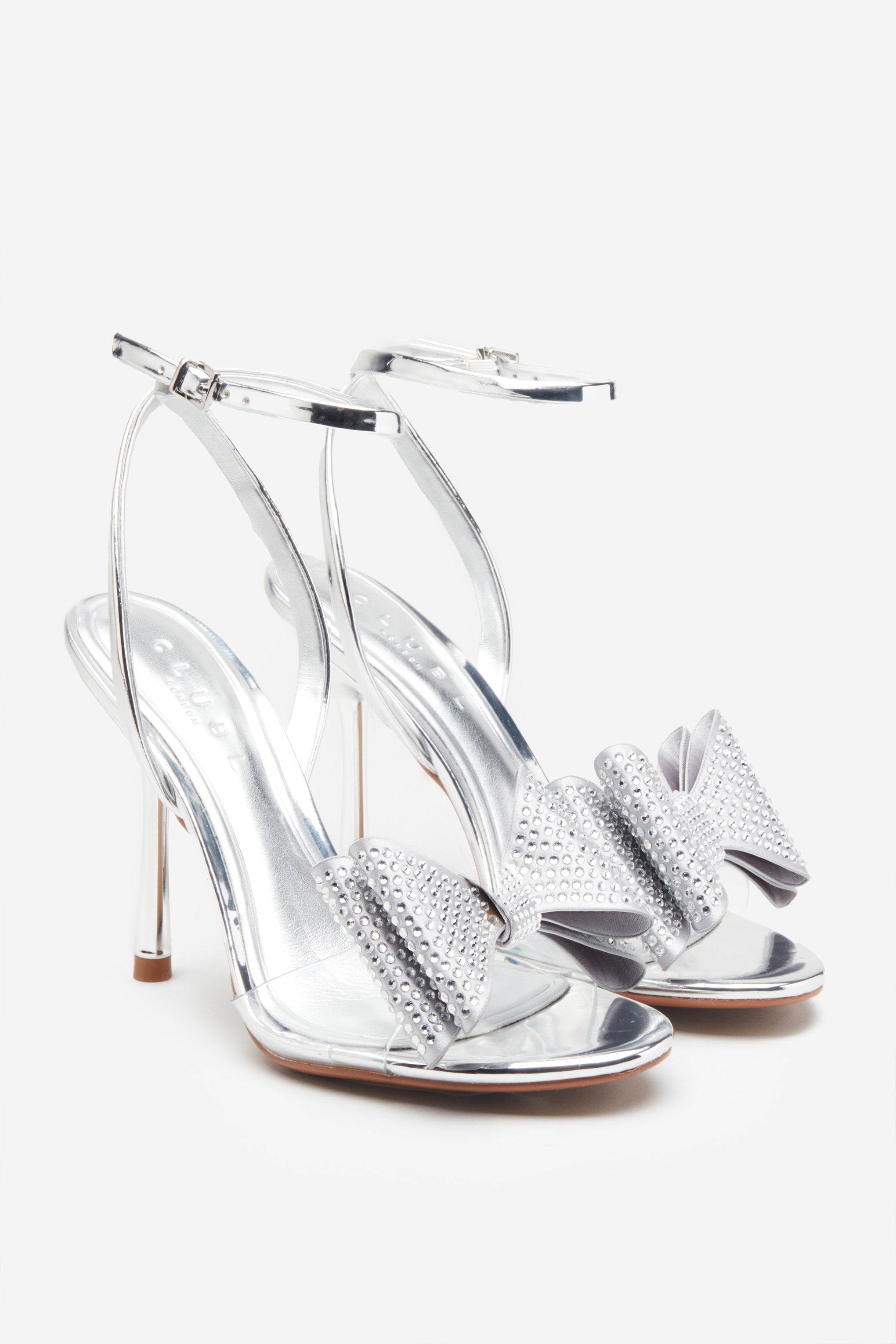 Seraphine London™ | Silver Metallic Diamanté Heeled Sandals