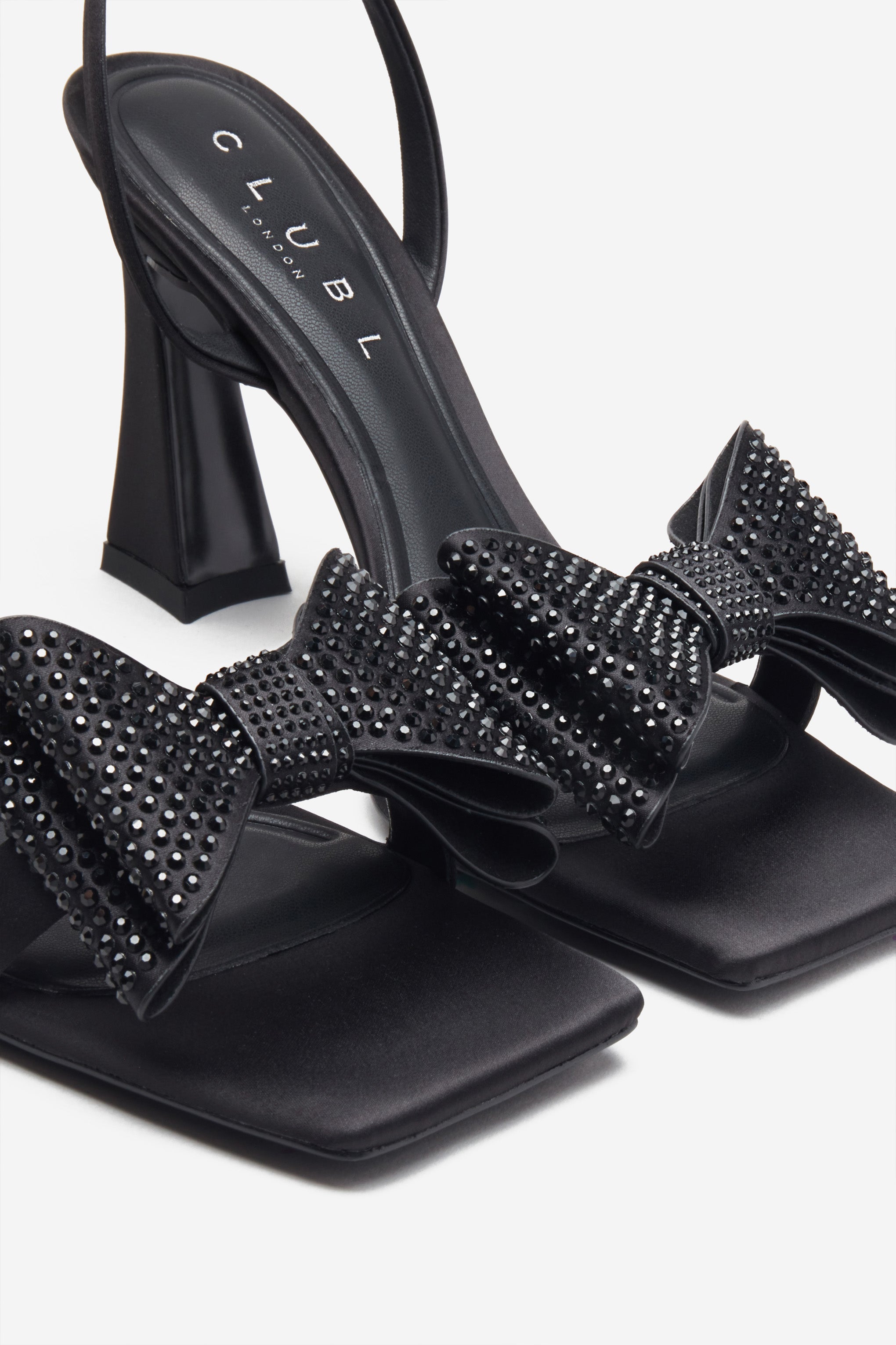 Seraphine London™ | Black Satin Bow Block Heels