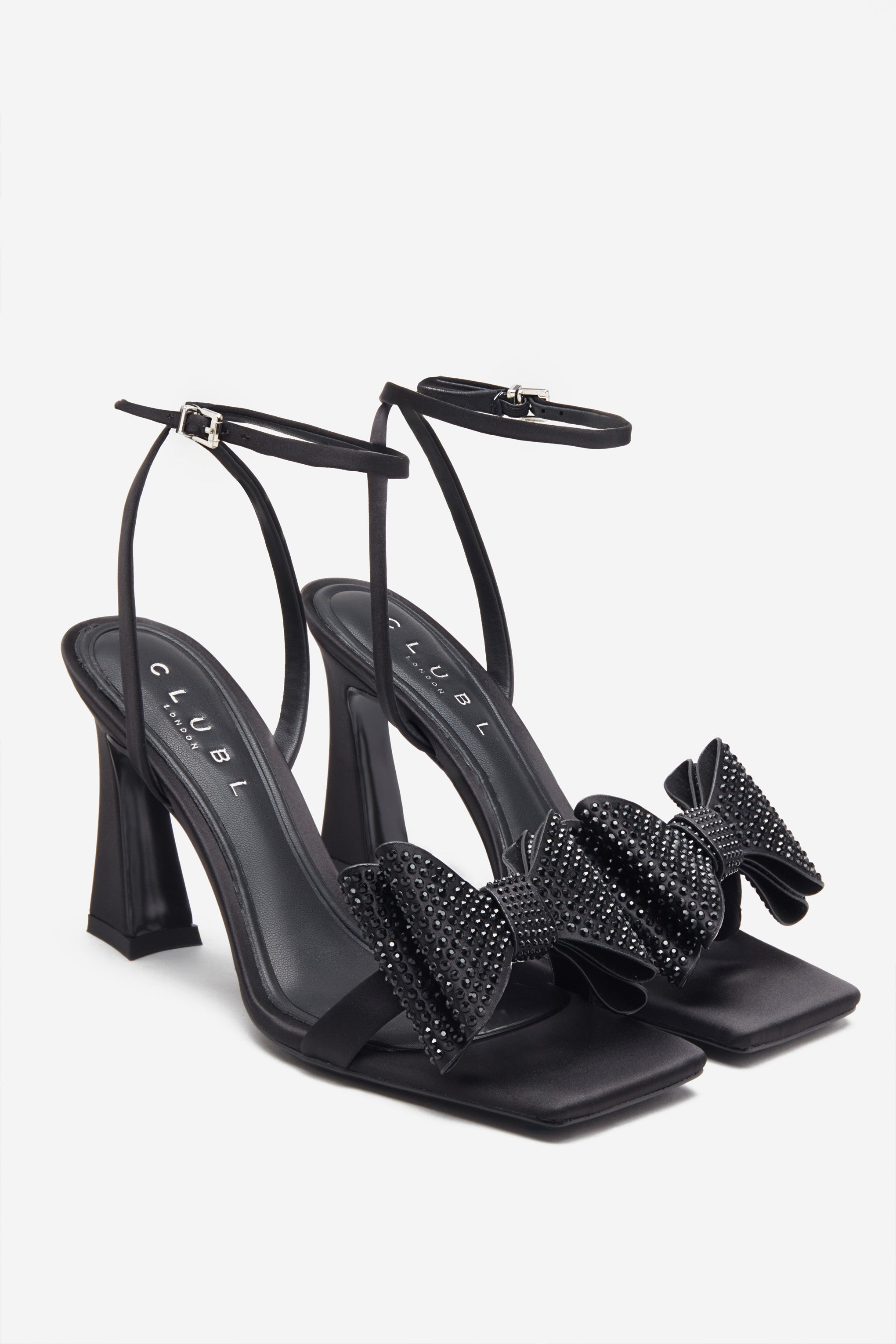 Seraphine London™ | Black Satin Bow Block Heels