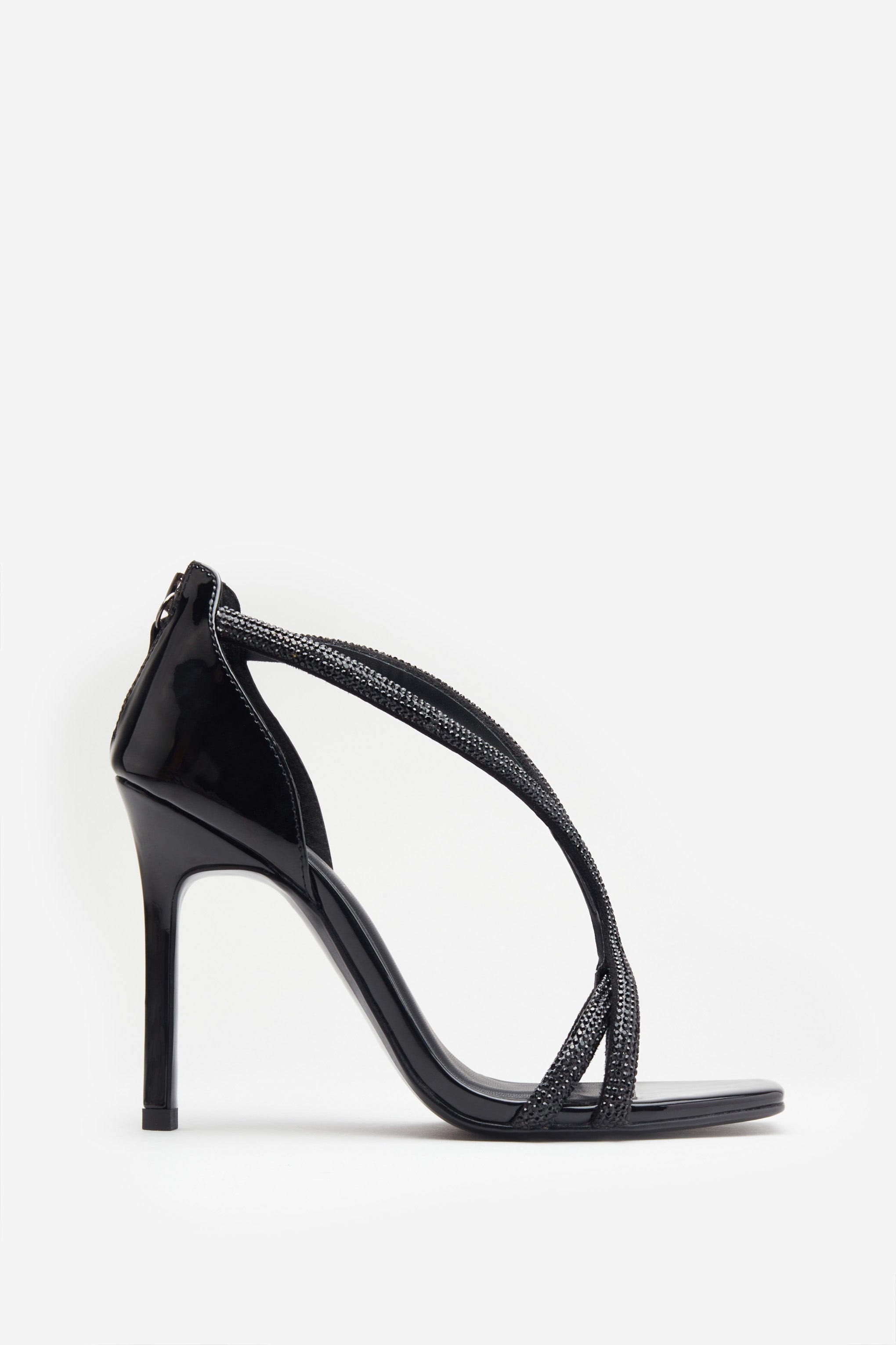 Seraphine London™ | Black Patent Diamante Heeled Sandals