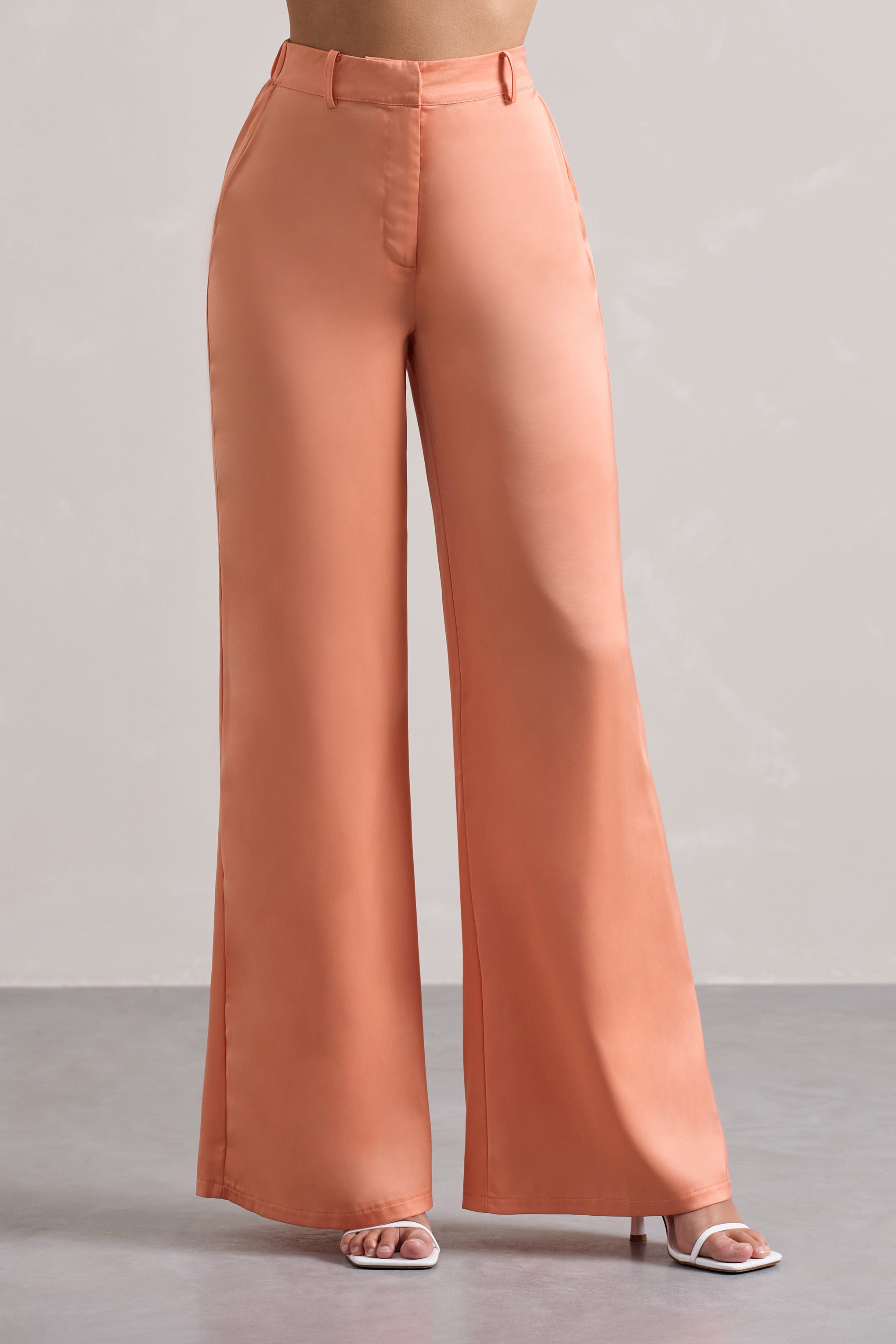 Seraphine London™ | Peach Wide-Leg Trousers
