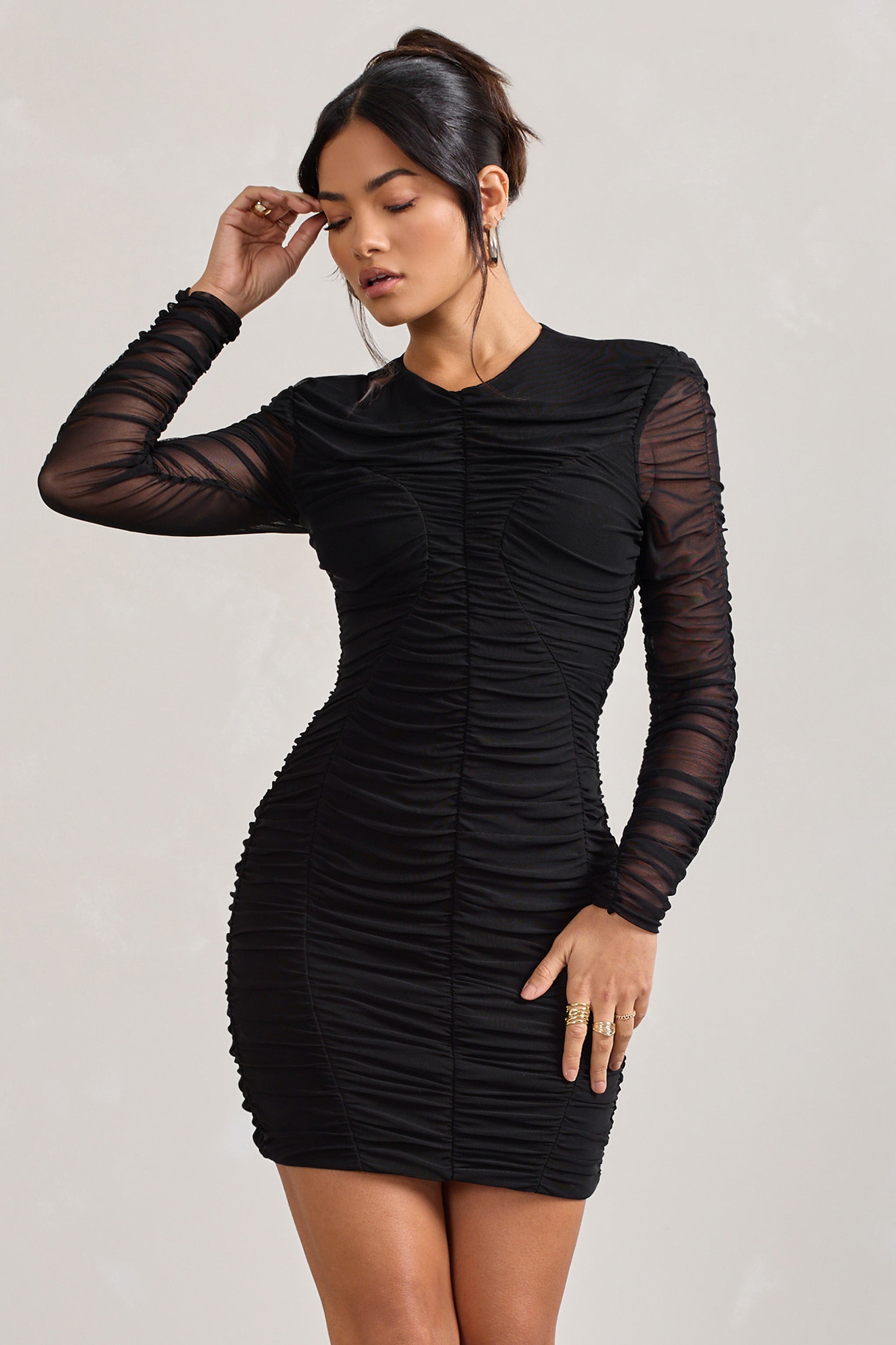 Seraphine London™ | Black Ruched Dress