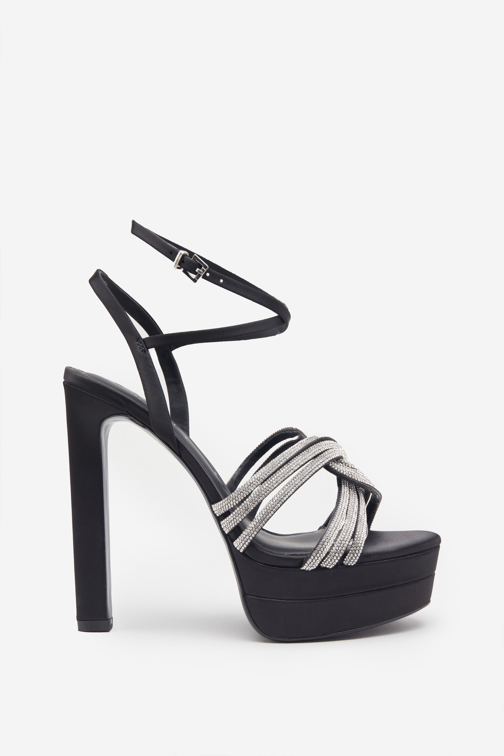Seraphine London™ | Black Satin Diamante Heels