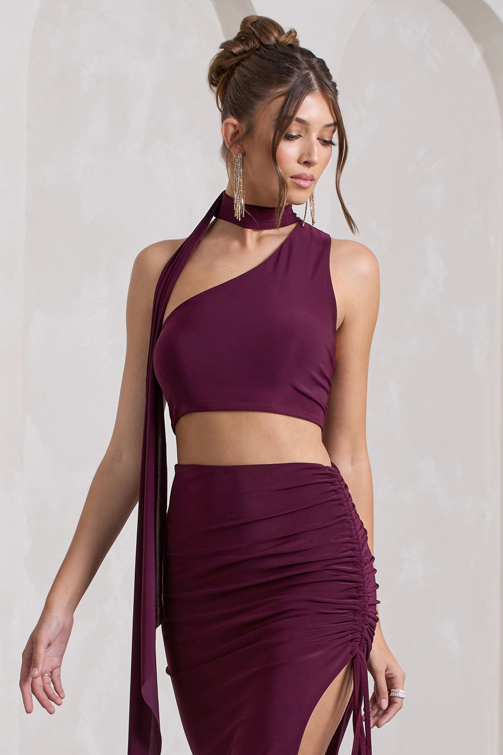 Seraphine London™ | Violet One-Shoulder Crop Top