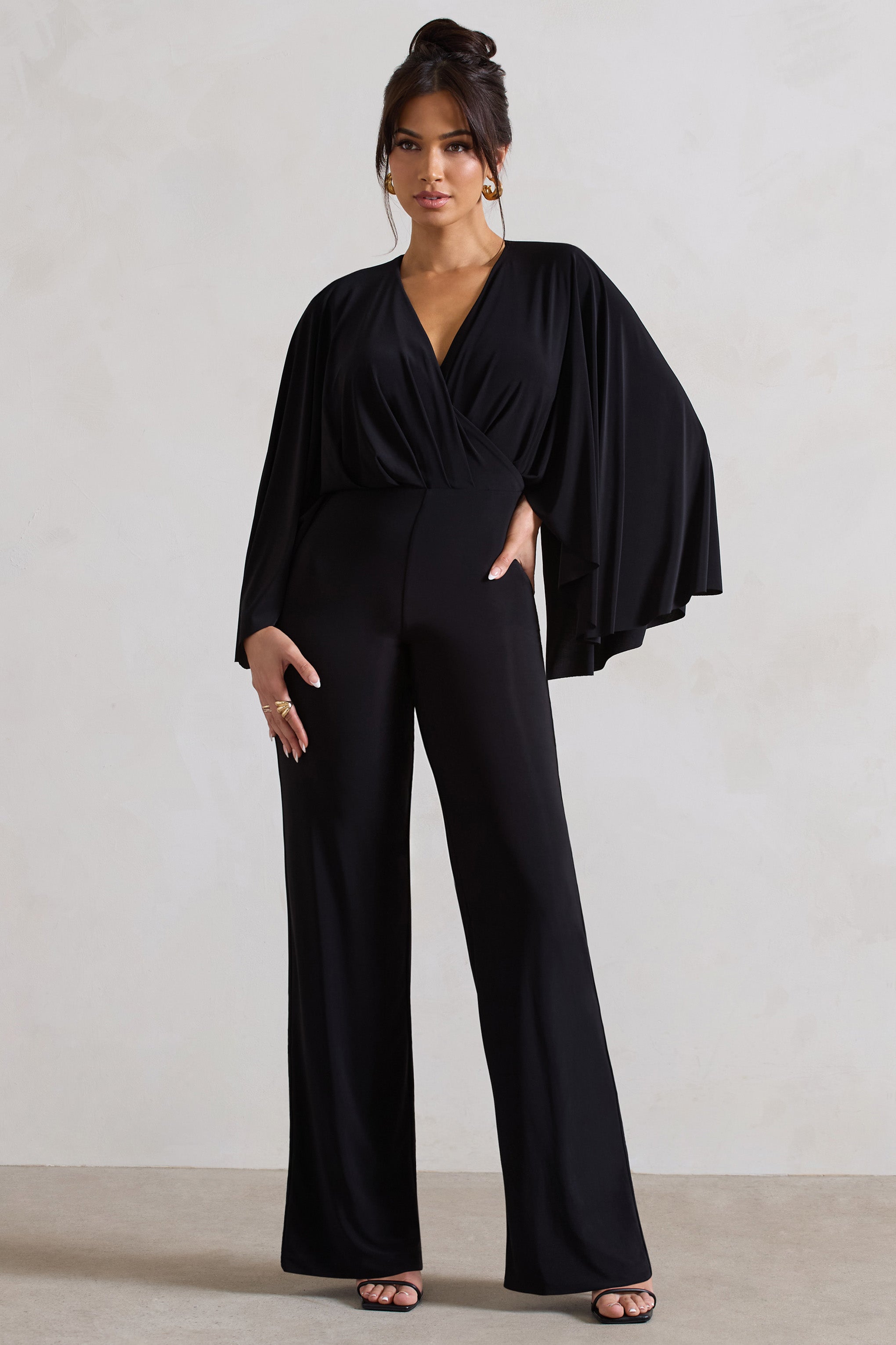 Seraphine London™ | Black Cape Jumpsuit