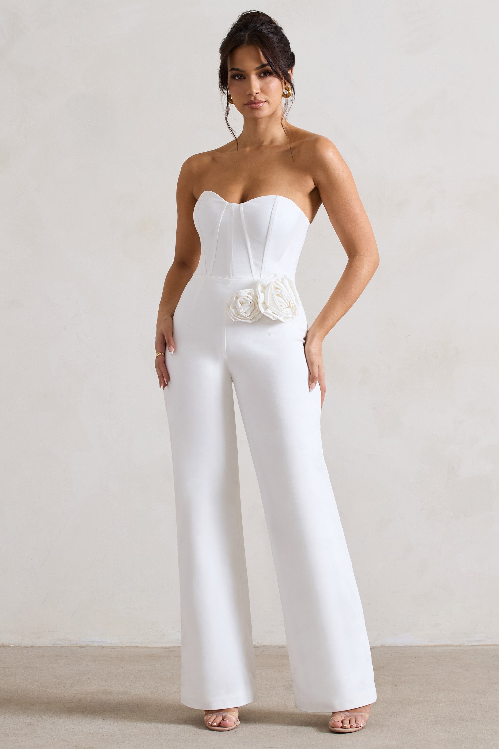 Seraphine London™ | White Corset Straight-Leg Jumpsuit