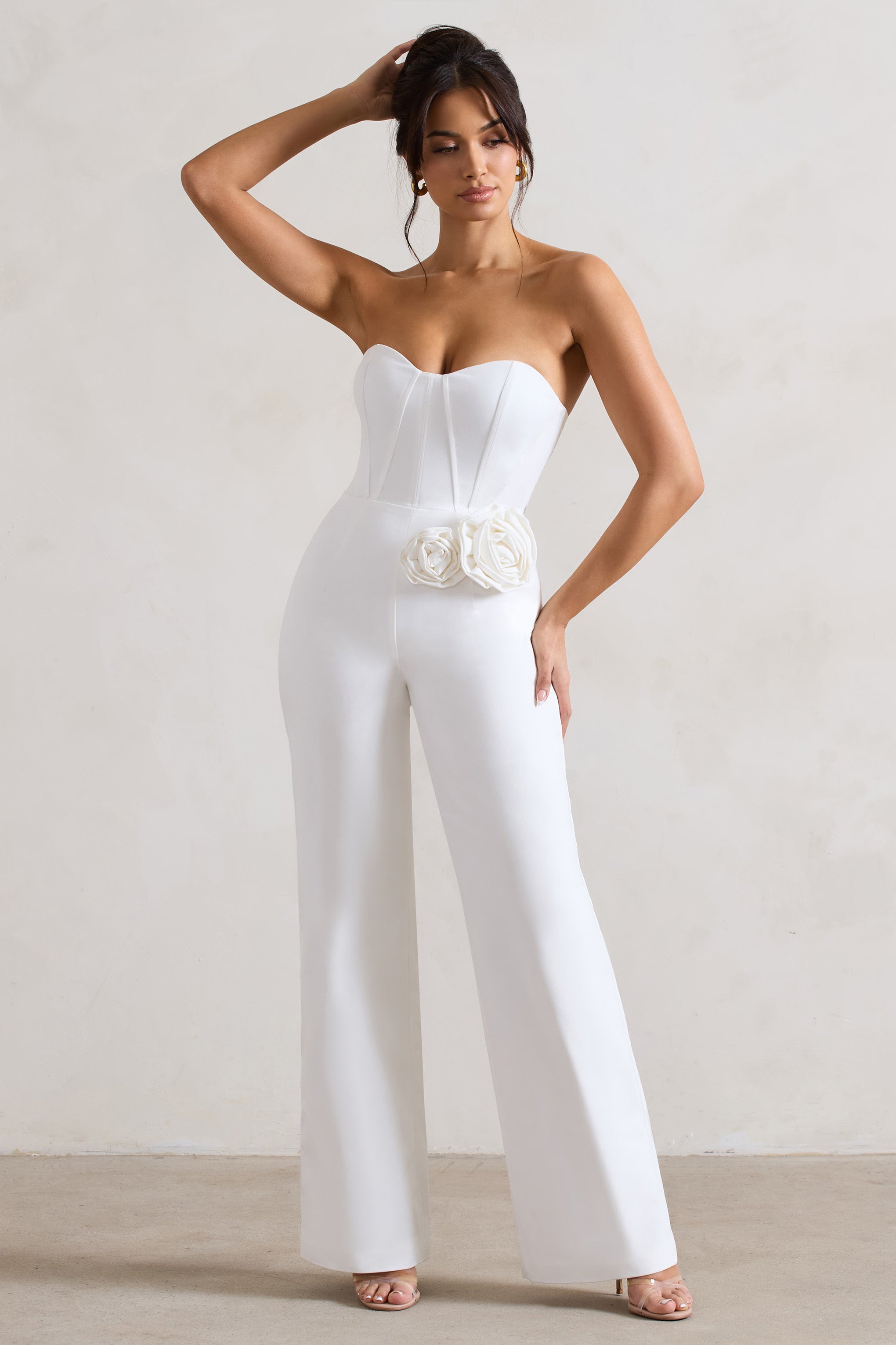 Seraphine London™ | White Corset Straight-Leg Jumpsuit