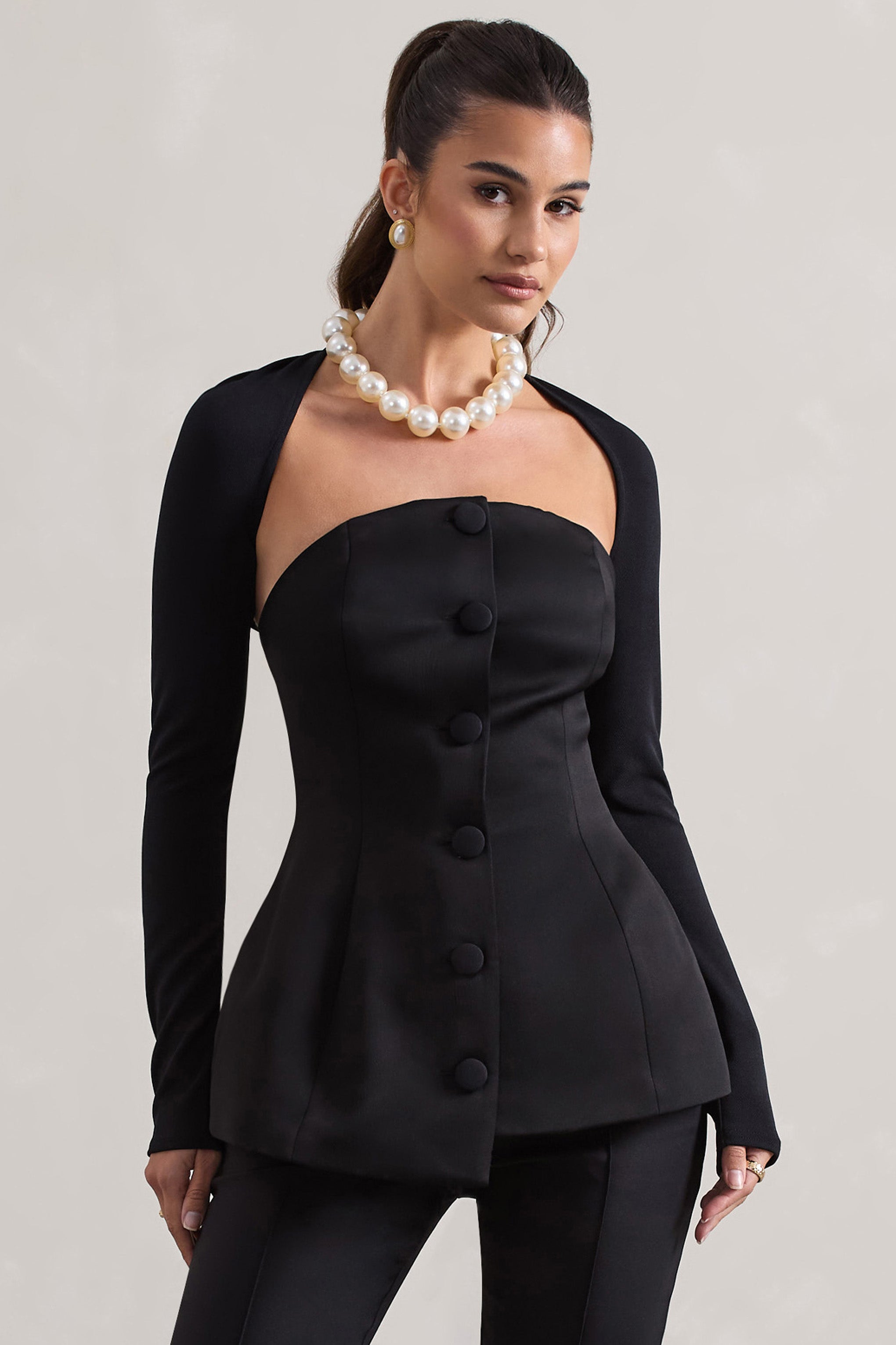 Seraphine London™ | Black Long-Sleeve Shrug