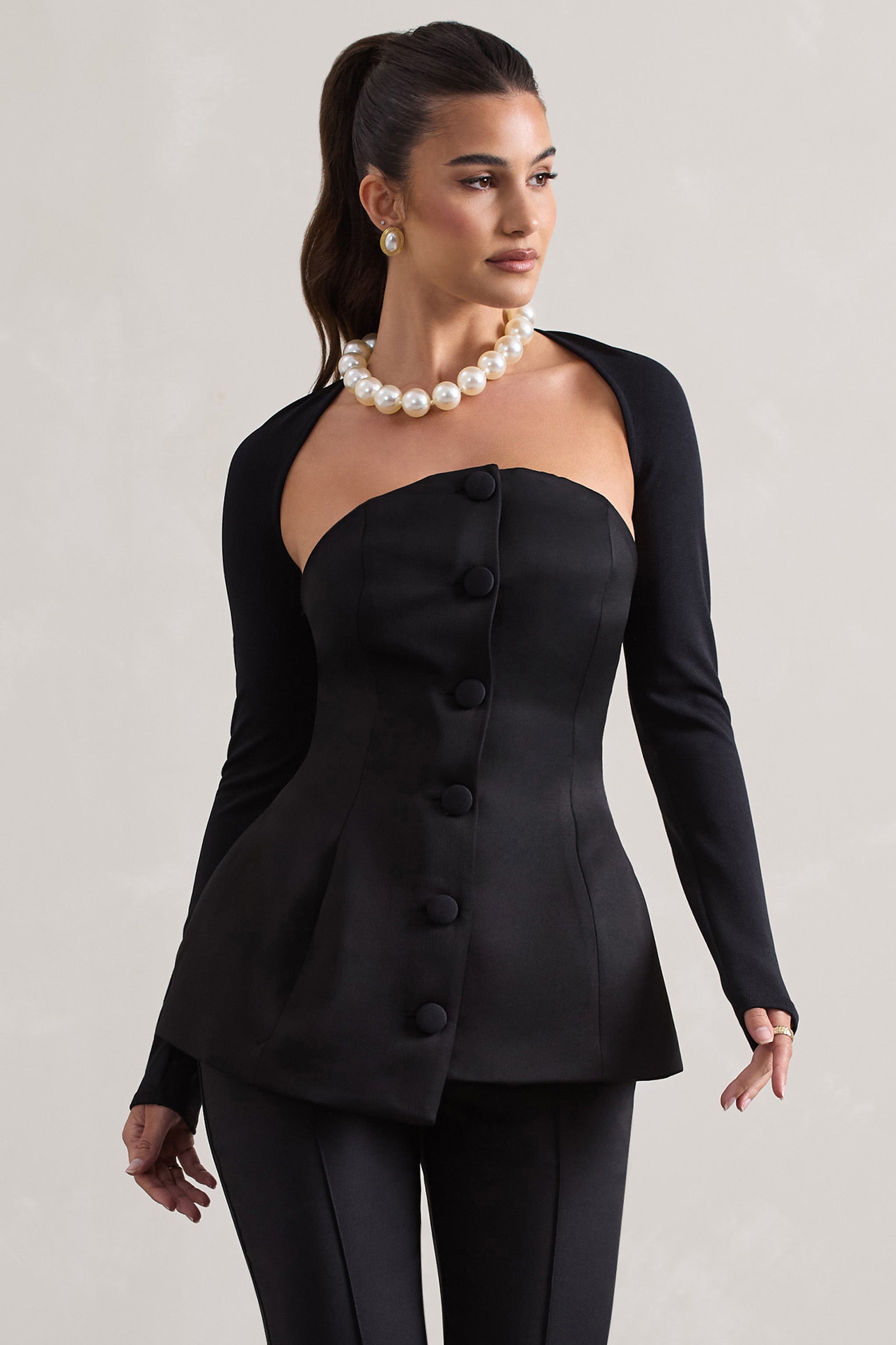 Seraphine London™ | Black Long-Sleeve Shrug