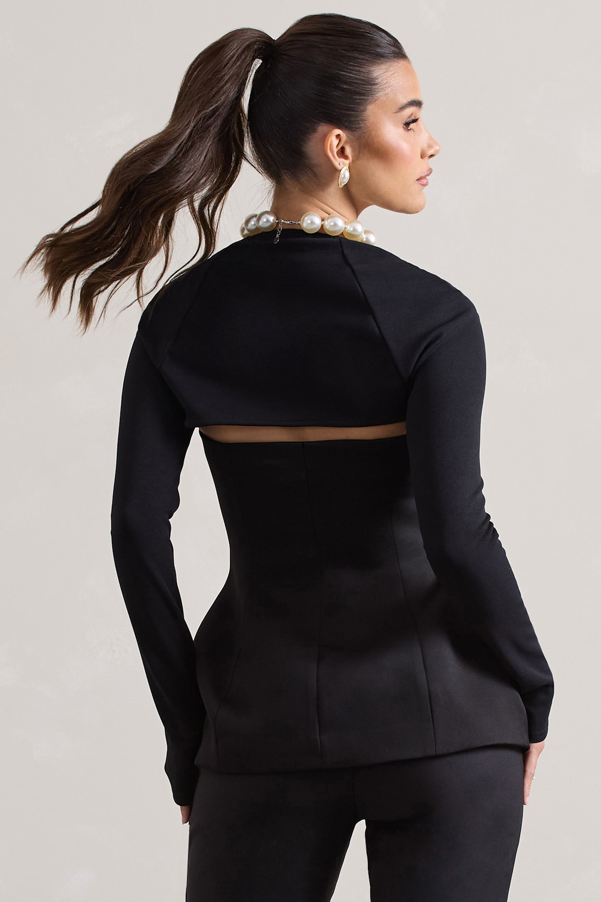 Seraphine London™ | Black Long-Sleeve Shrug
