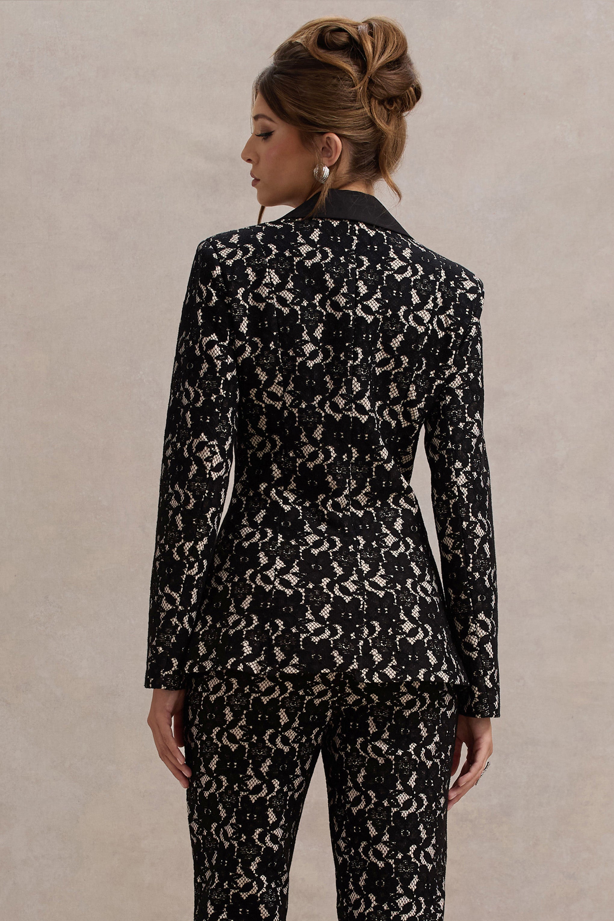 Seraphine London™ | Black Lace Crepe Tailored Blazer