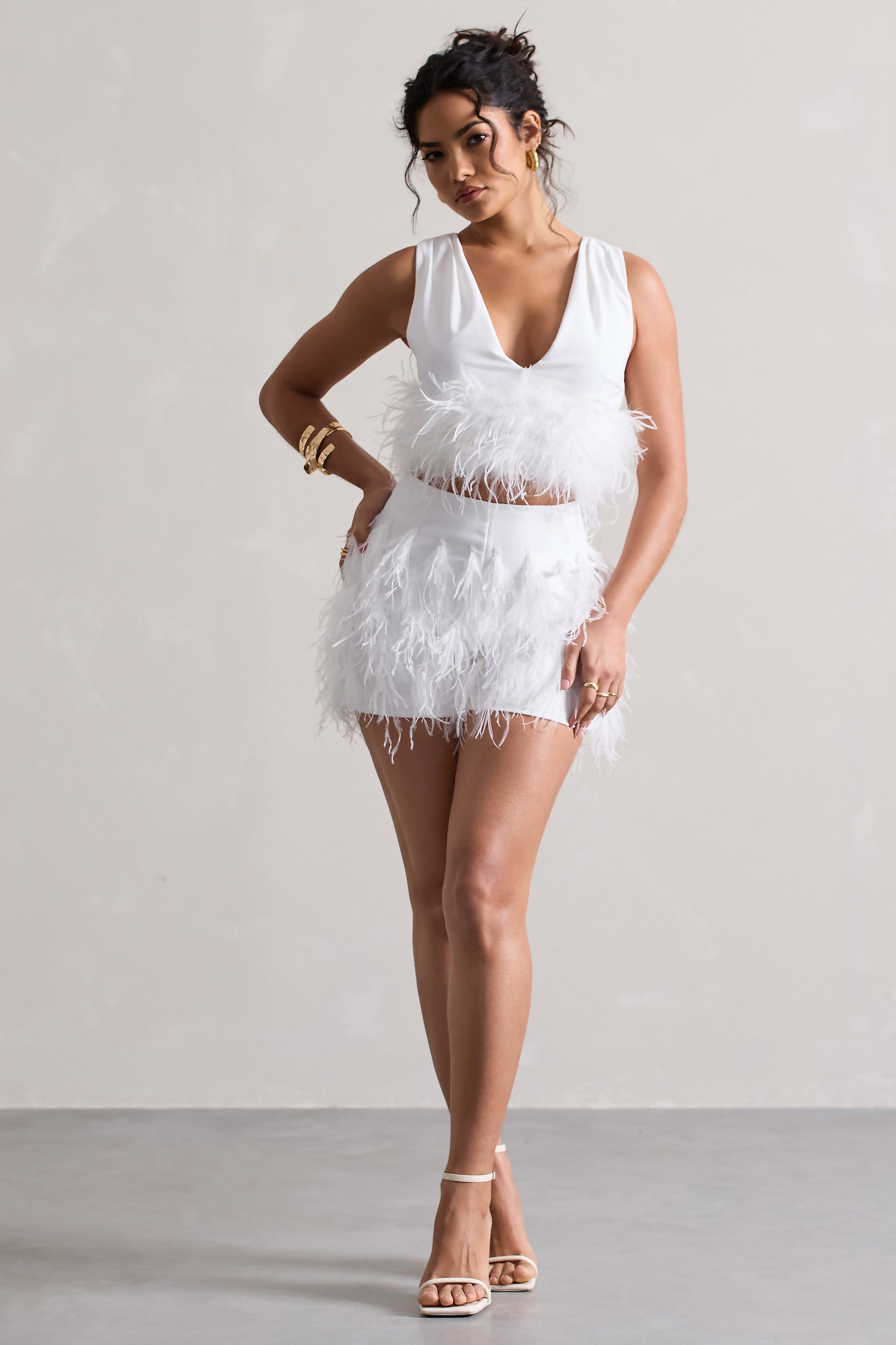 Seraphine London™ | White Feather Shorts