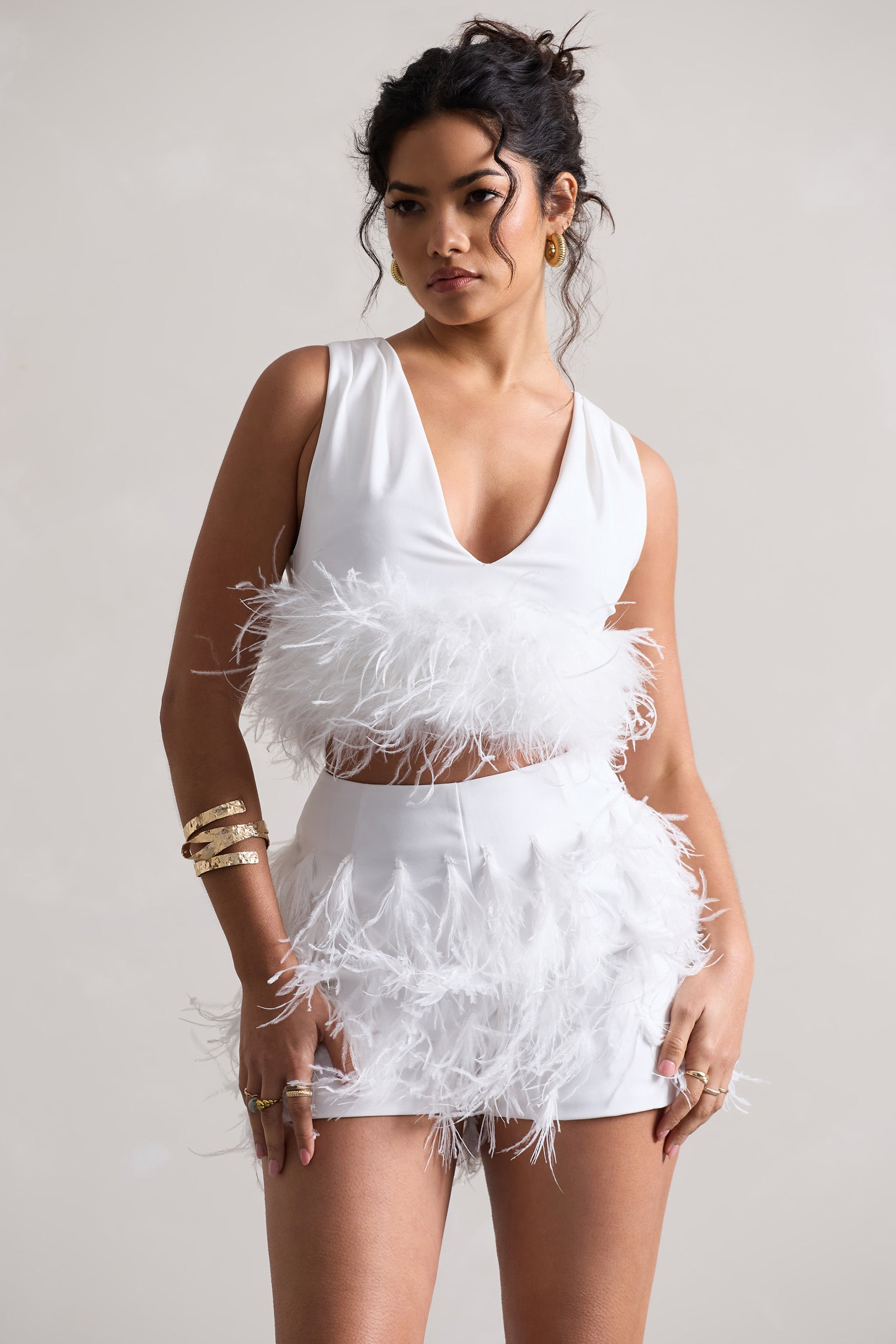Seraphine London™ | White Feather Shorts