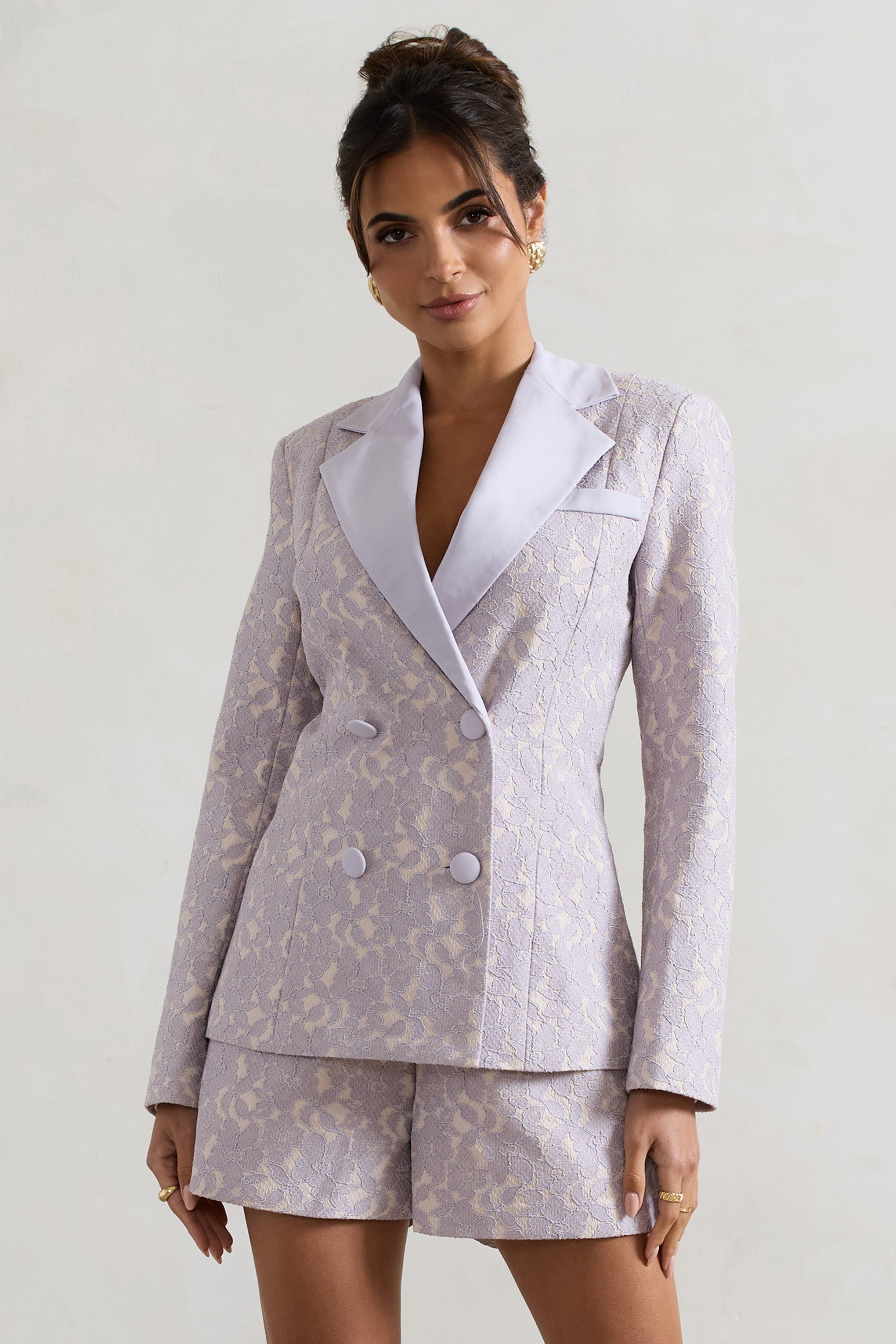 Seraphine London™ | Mauve Lace Crepe Tailored Blazer