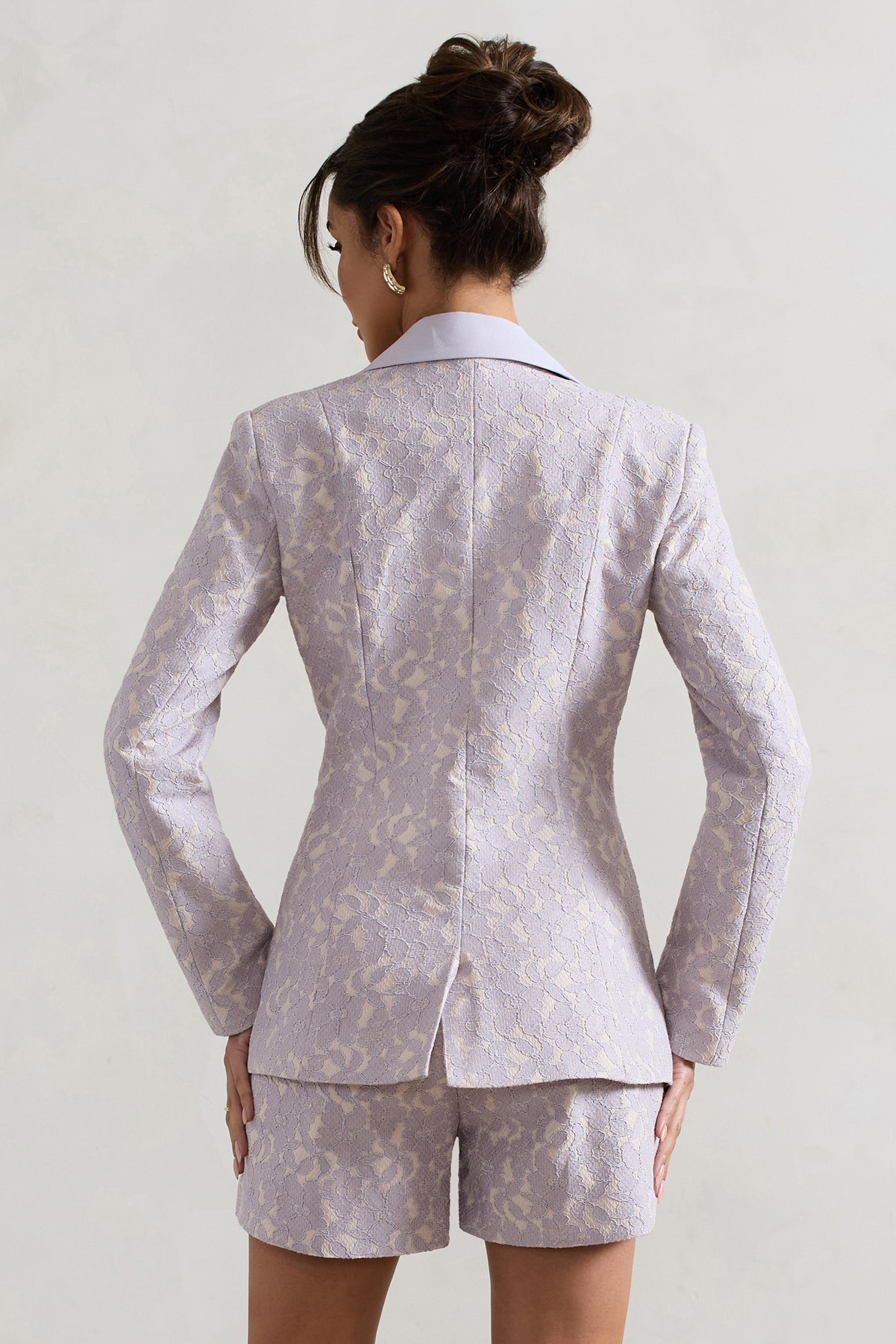 Seraphine London™ | Mauve Lace Crepe Tailored Blazer