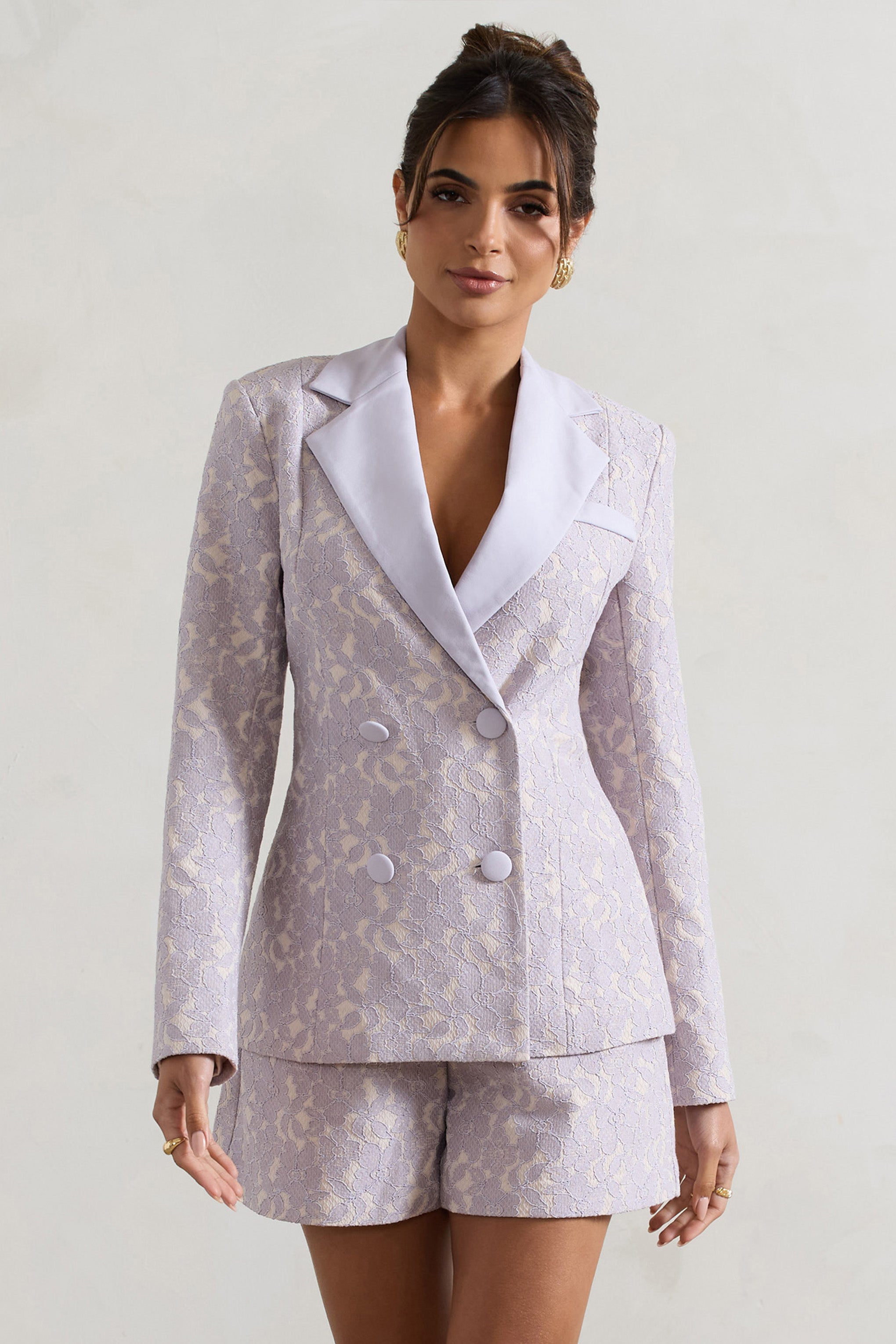 Seraphine London™ | Mauve Lace Crepe Tailored Blazer