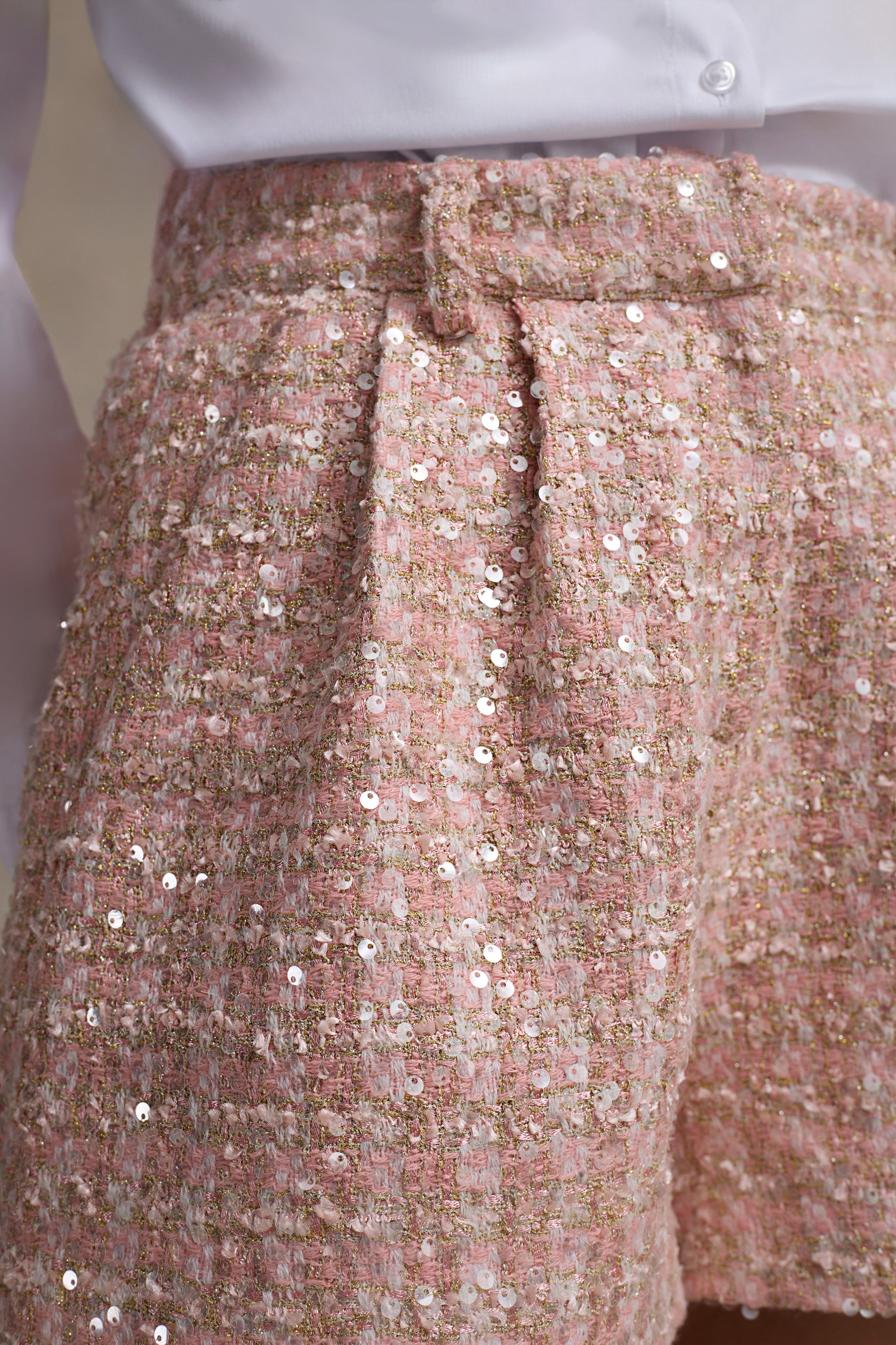 Seraphine London™ | Pink Boucle Tailored Shorts