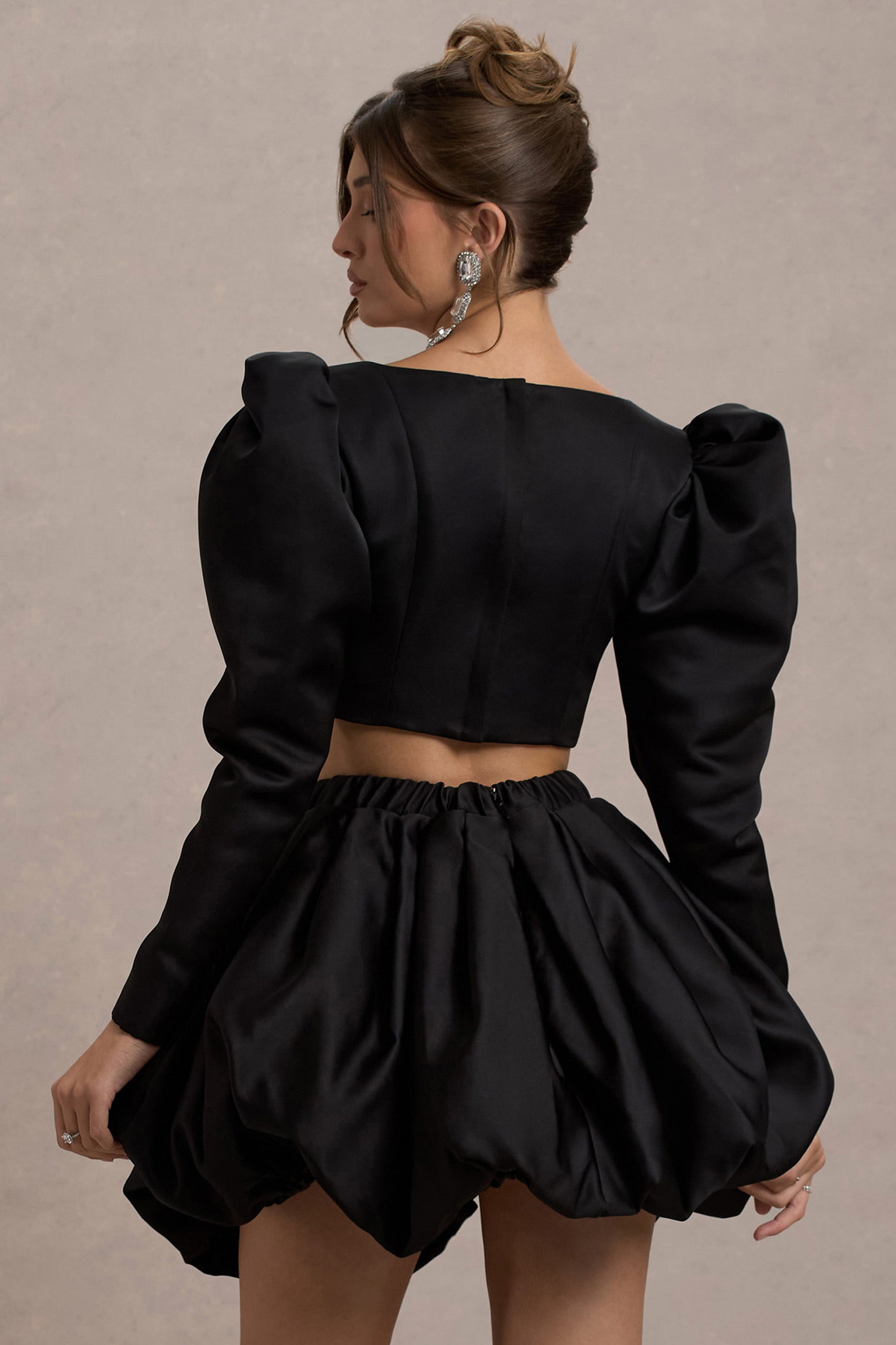 Seraphine London™ | Black Satin Sleeve Cropped Jacket