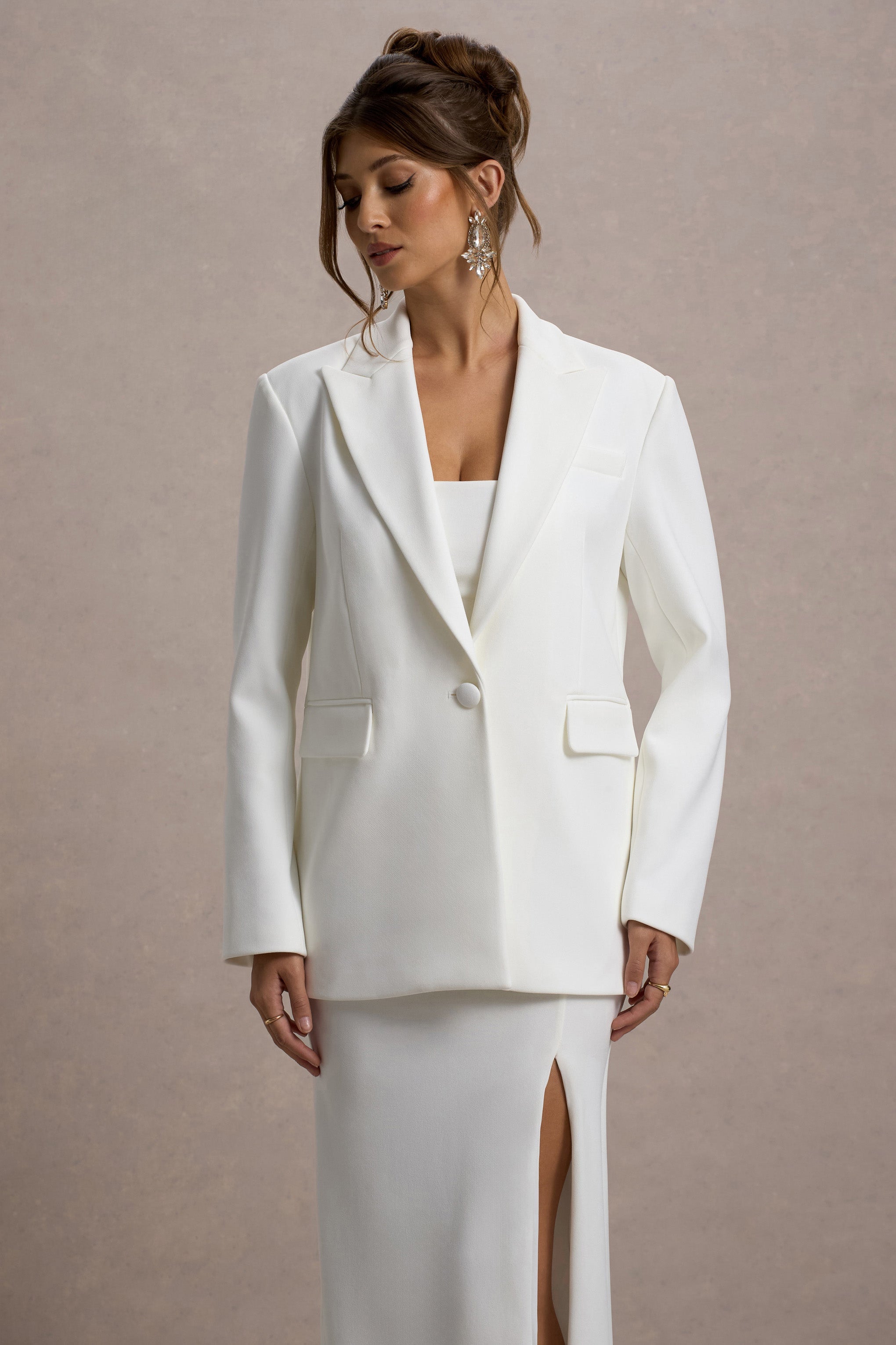 Seraphine London™ | White Crepe Oversized Blazer