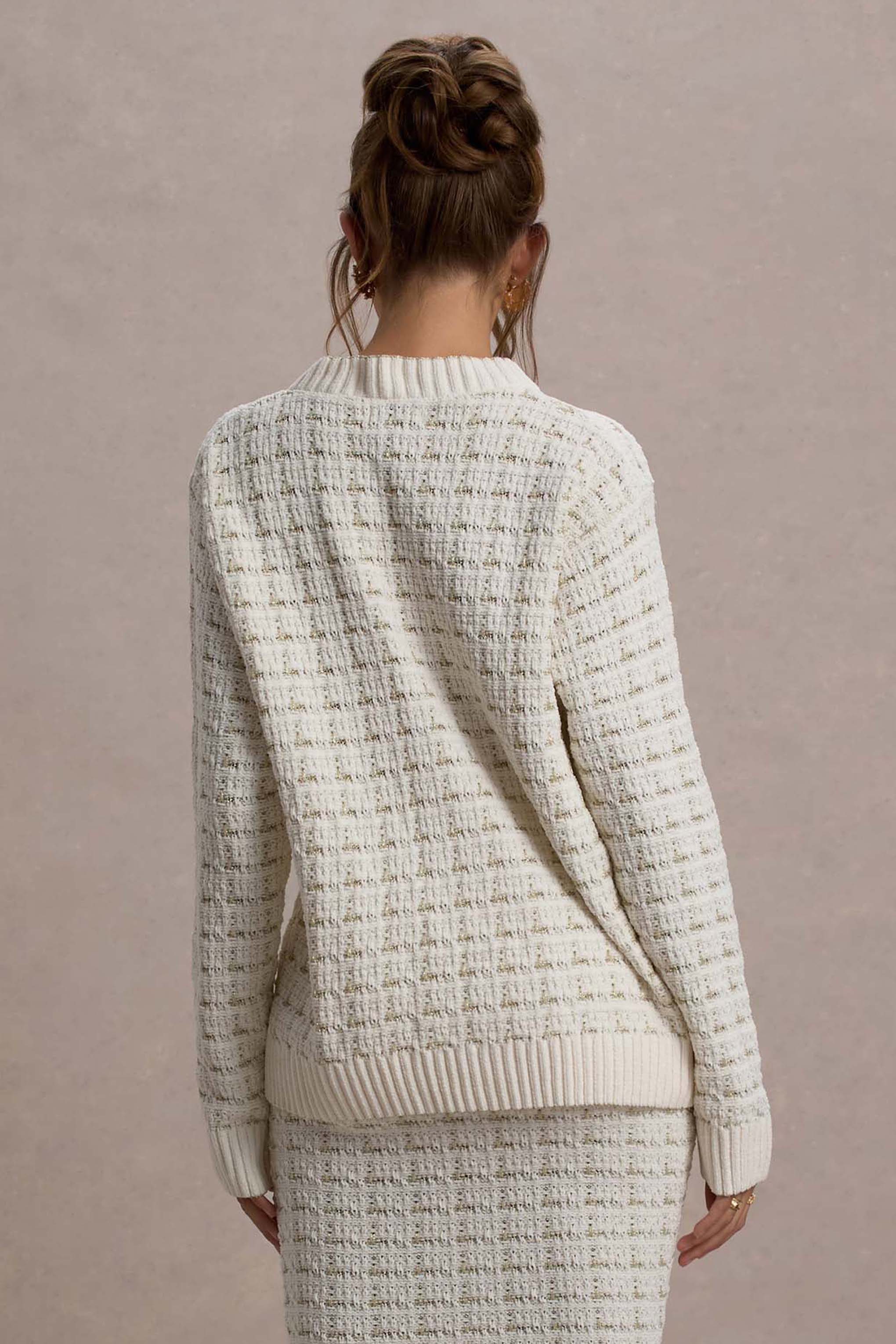 Seraphine London™ | Cream Boucle Pearl-Button Cardigan