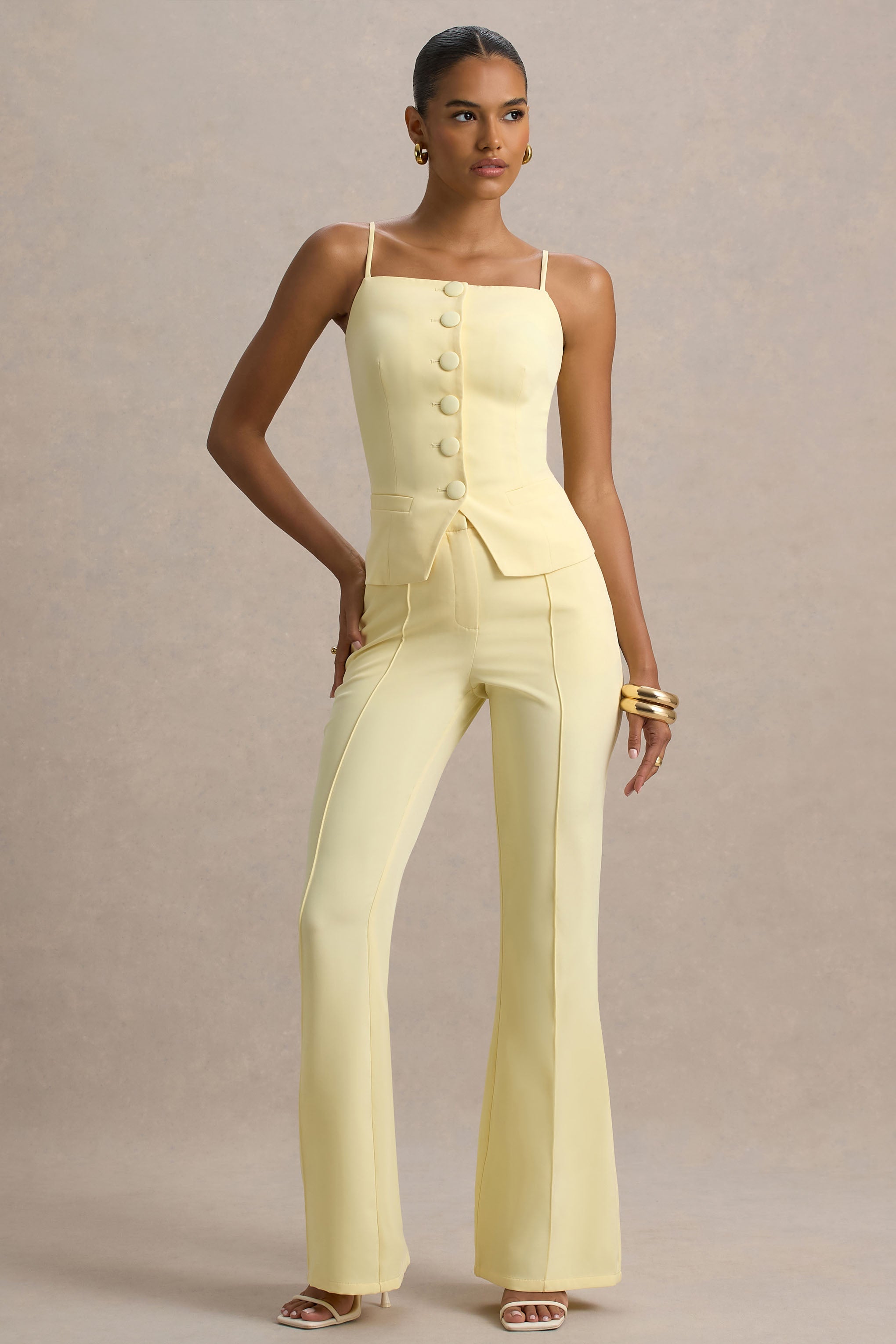 Seraphine London™ | Lemon Tailored Flared-Leg Trousers