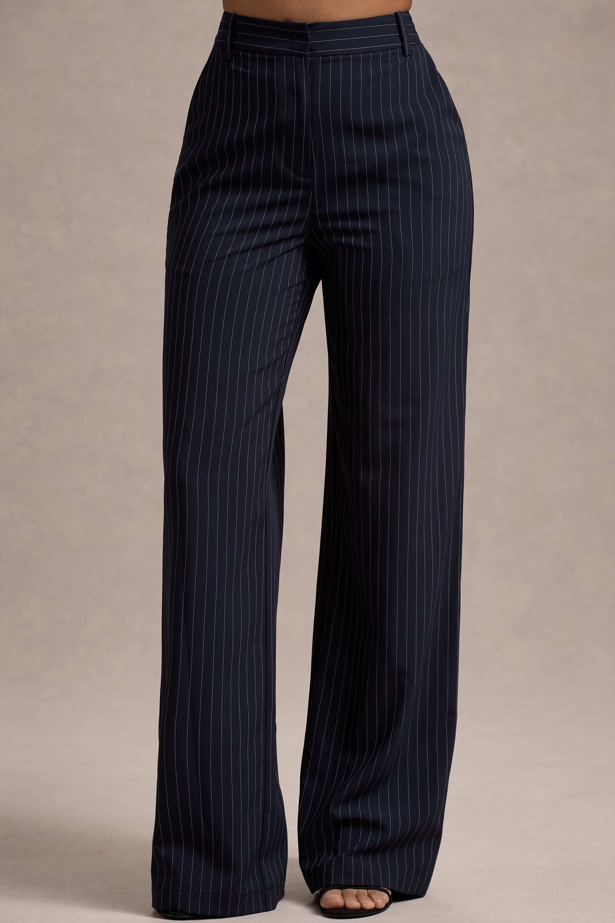 Seraphine London™ | Navy Tailored Wide-Leg Trousers