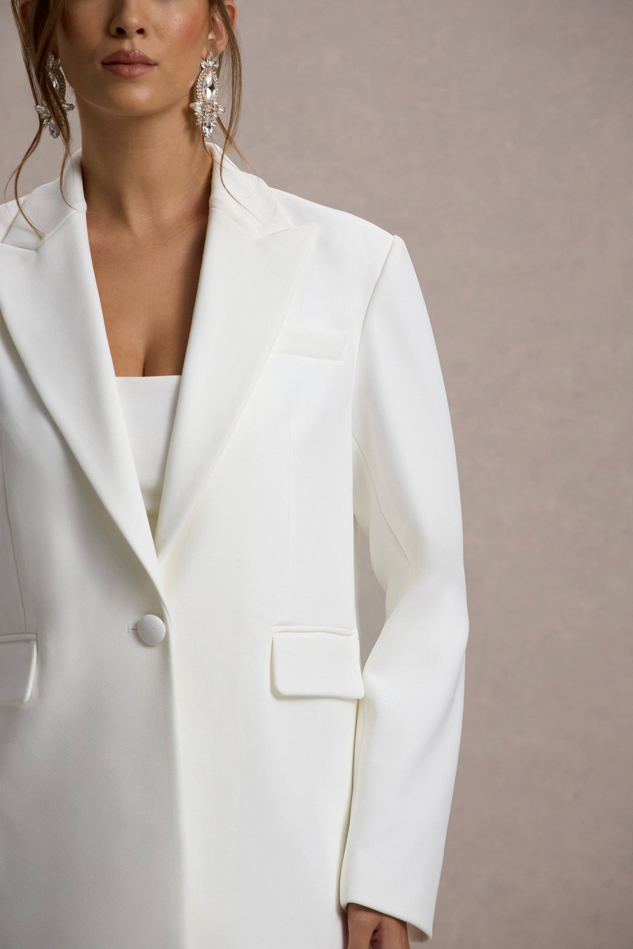 Seraphine London™ | White Crepe Oversized Blazer