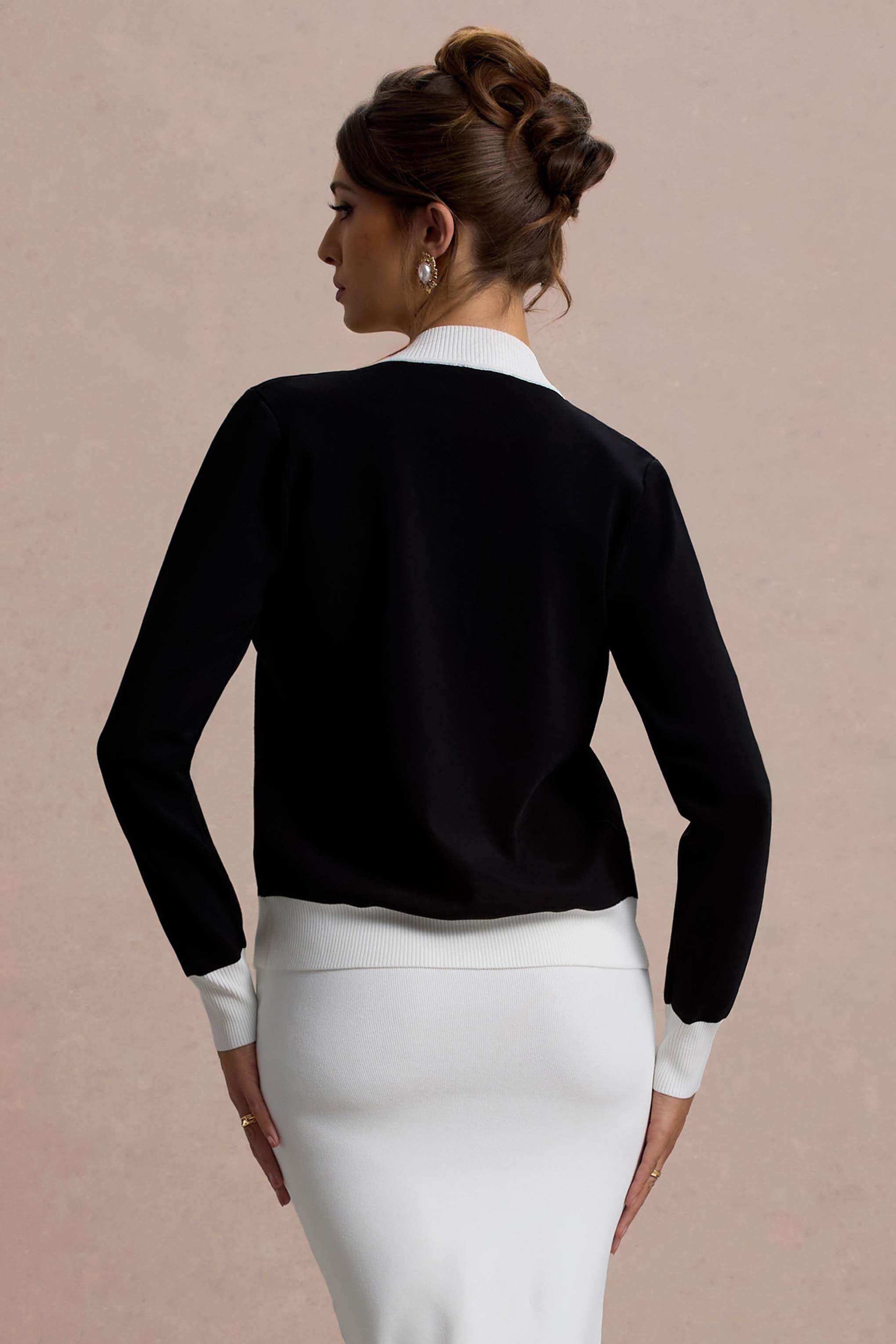 Seraphine London™ | Black & White Knit Cardigan