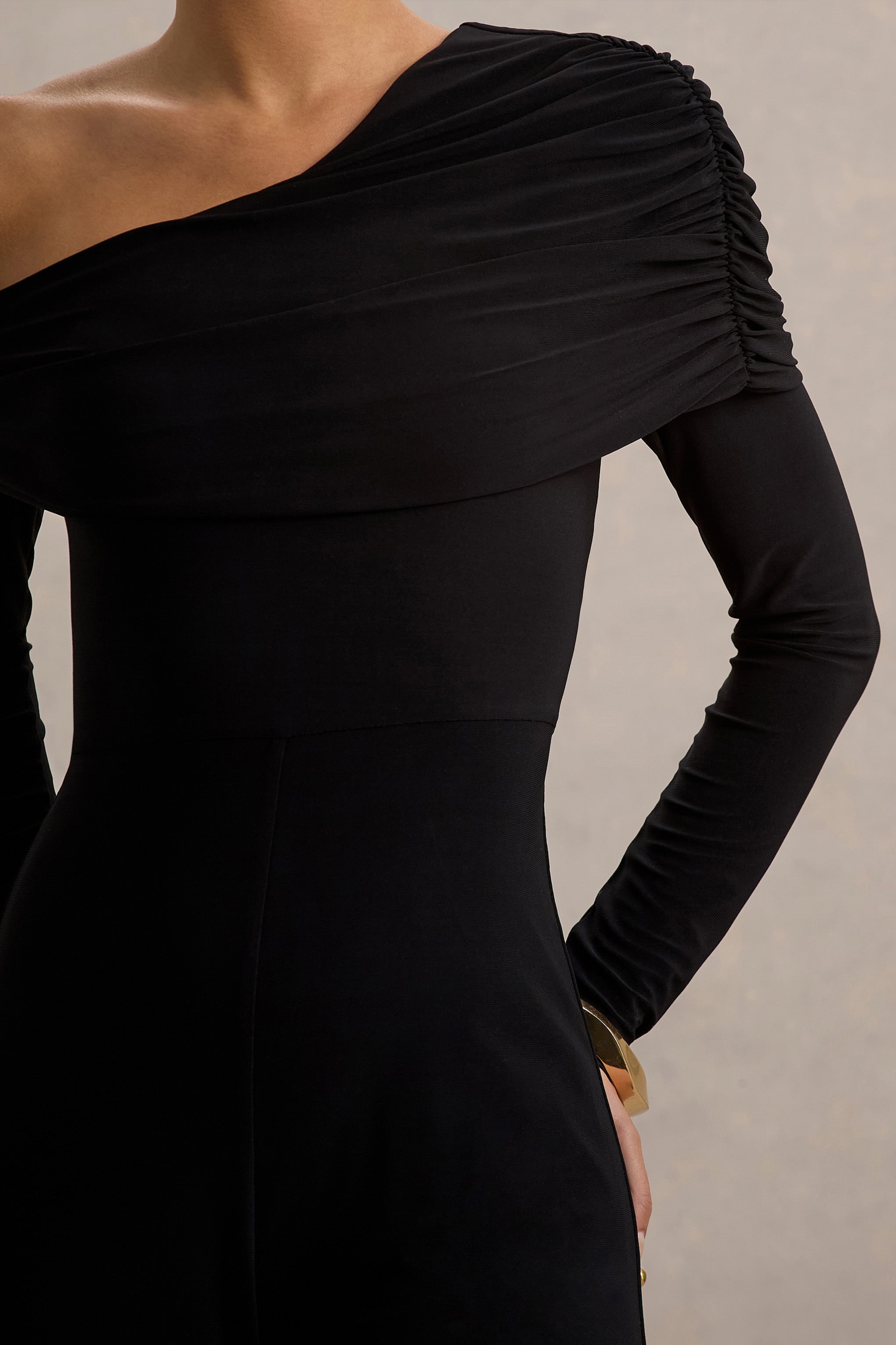 Seraphine London™ | Black Jumpsuit With Asymmetric Neckline