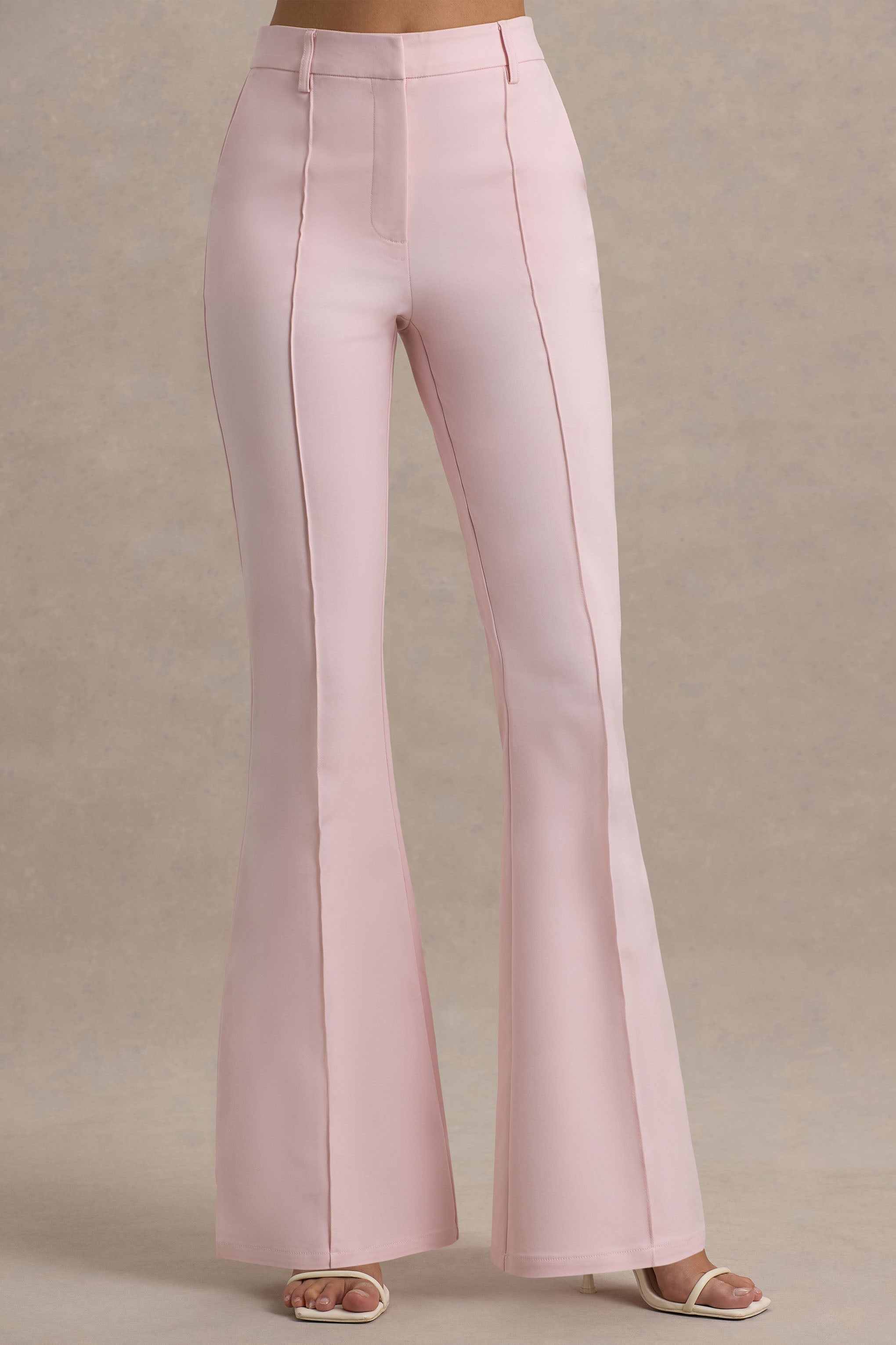 Seraphine London™ | Pink Flared-Leg Tailored Trousers