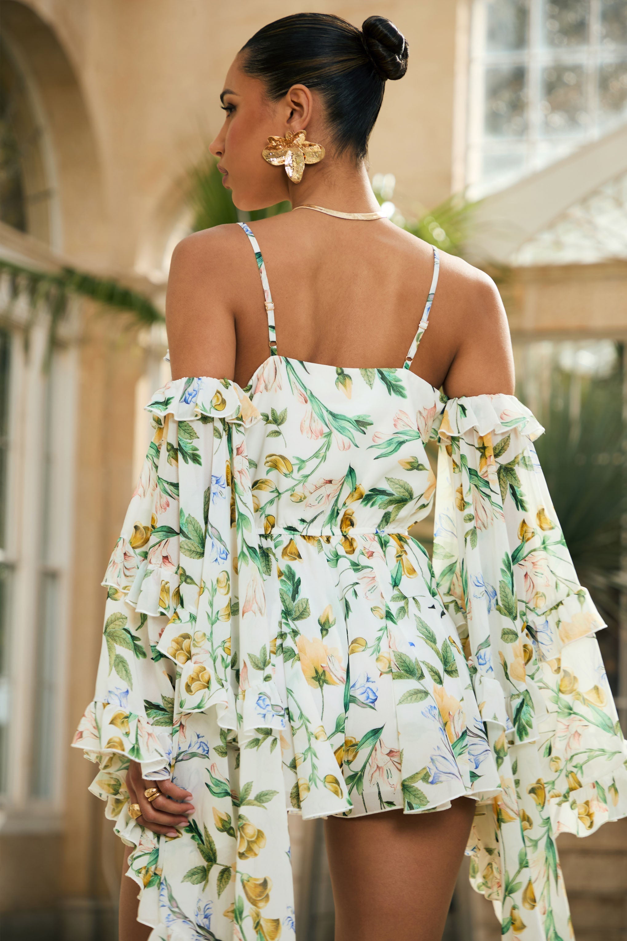 Seraphine London™ | White Botanical Print Chiffon Matching Set