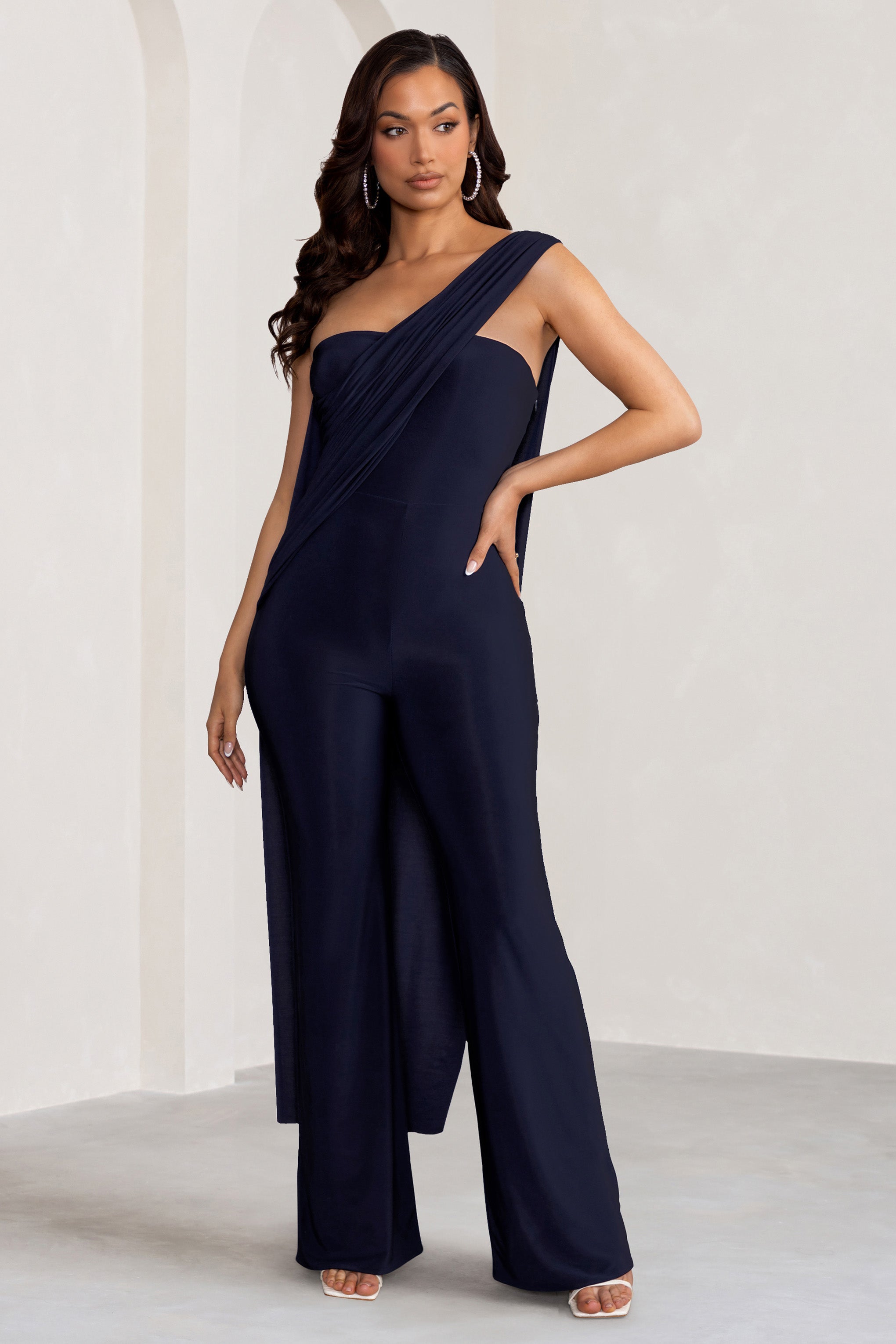Seraphine London™ | Navy Jumpsuit with Drape