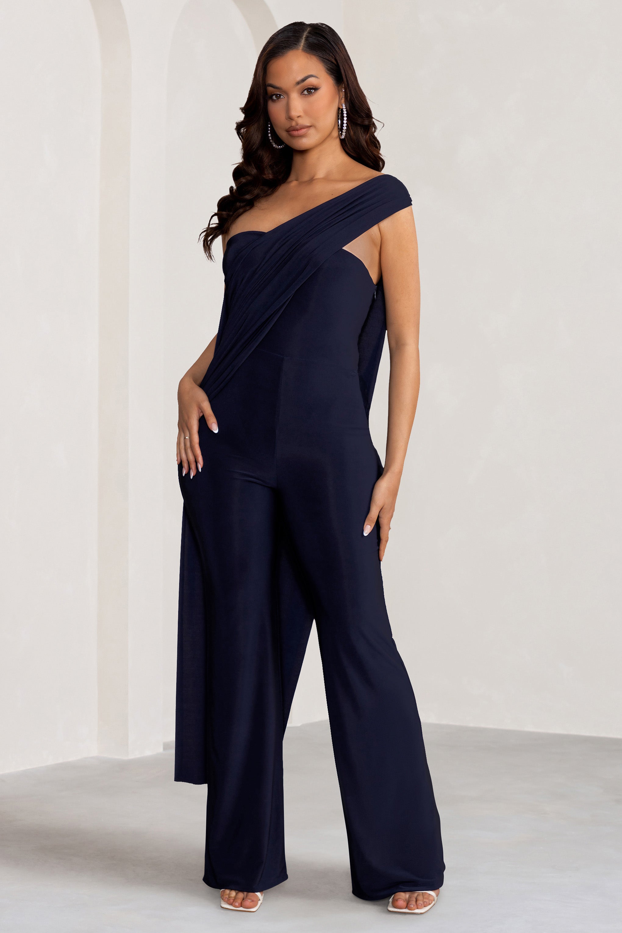 Seraphine London™ | Navy Jumpsuit with Drape