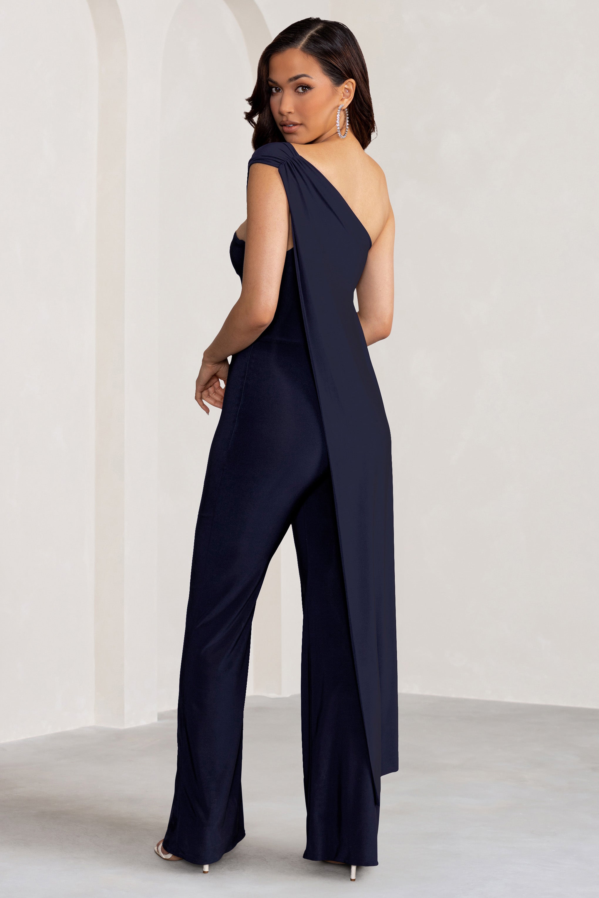Seraphine London™ | Navy Jumpsuit with Drape