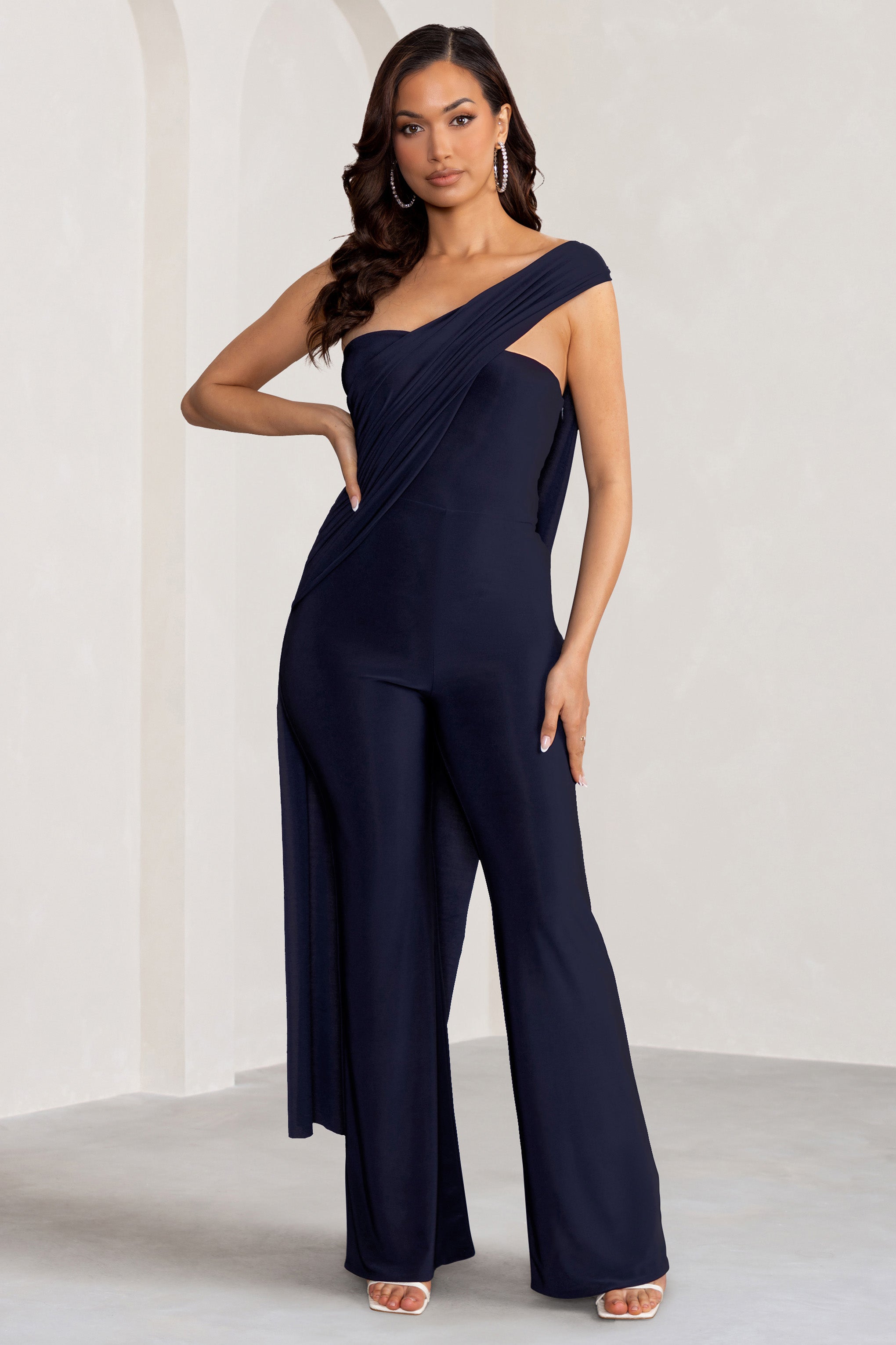 Seraphine London™ | Navy Jumpsuit with Drape