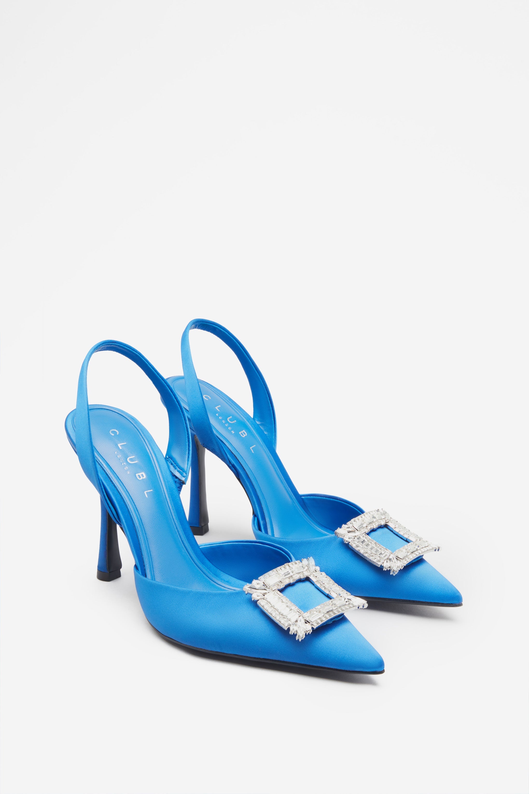 Seraphine London™ | Blue Diamante Satin Heels