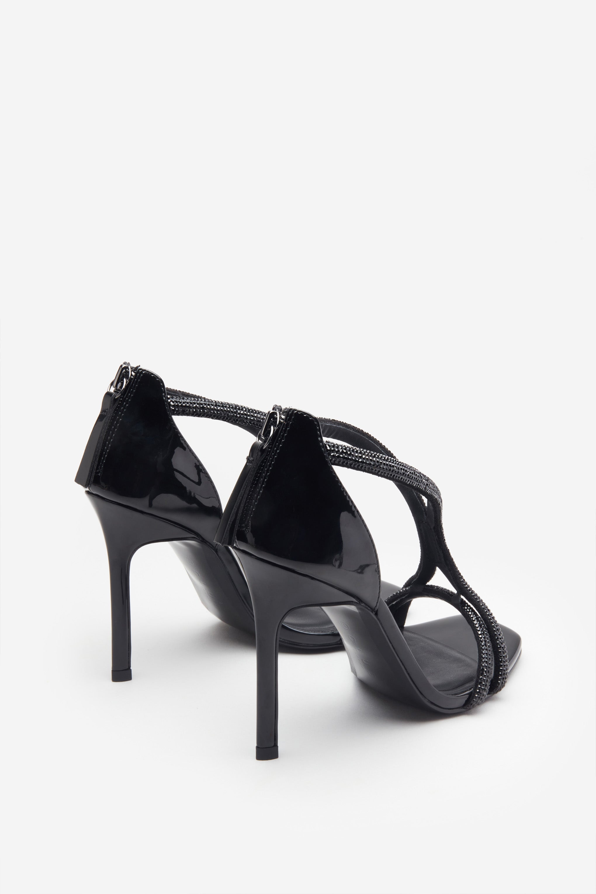 Seraphine London™ | Black Patent Diamante Heeled Sandals