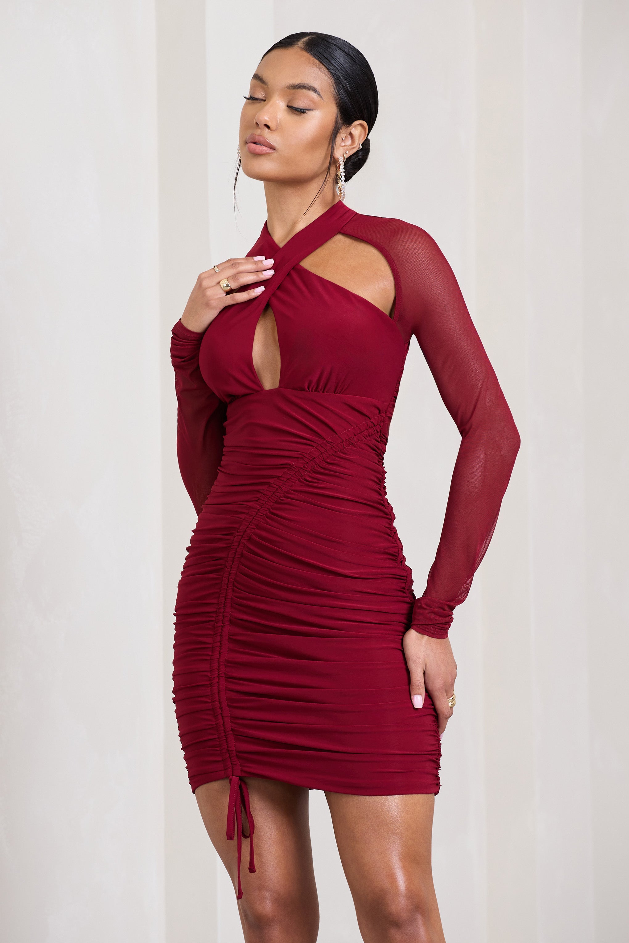 Seraphine London™ | Berry Long Sleeve Dress