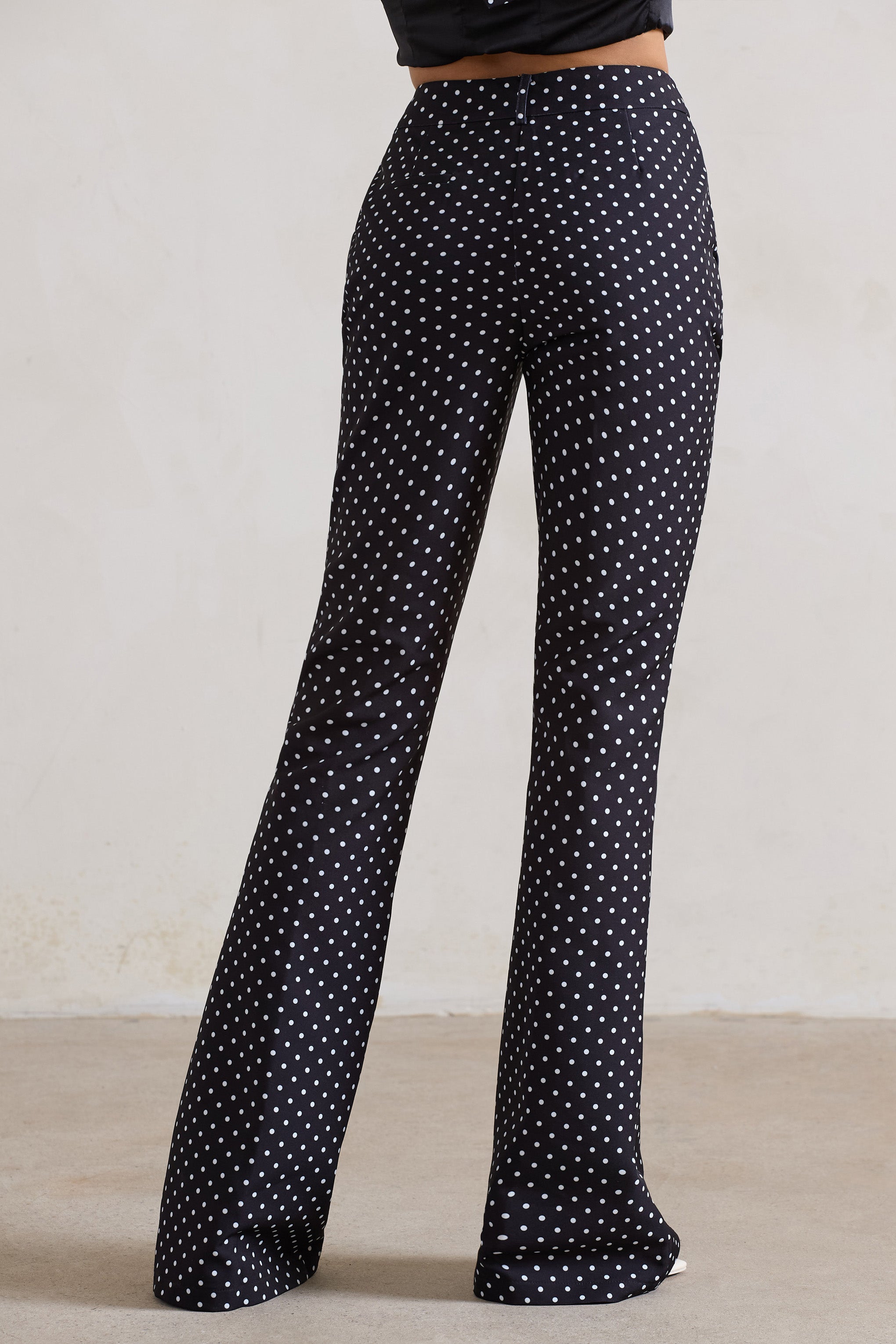 Seraphine London™ | Black Polka Dot Wide Leg Trousers