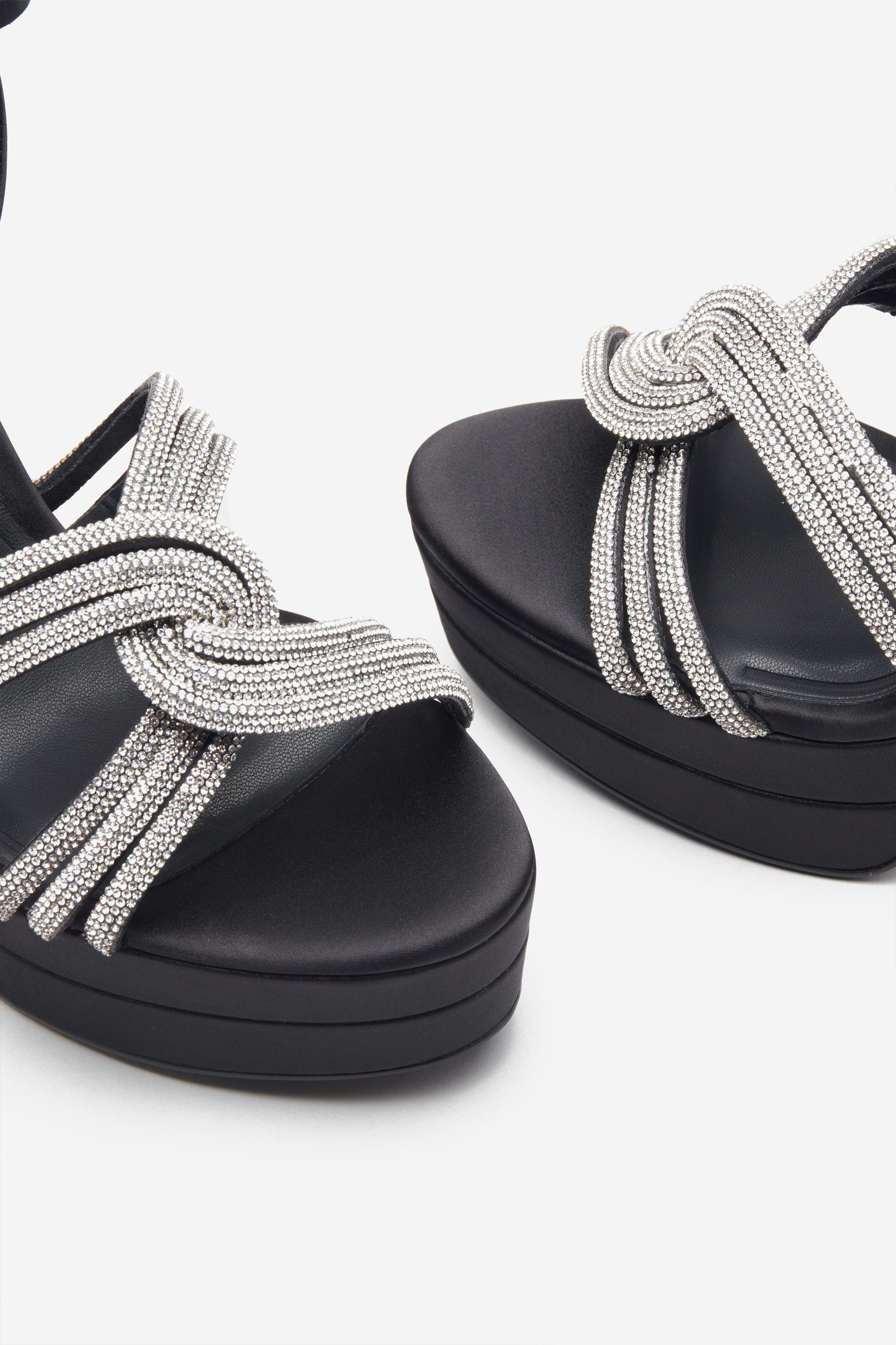 Seraphine London™ | Black Satin Diamante Heels