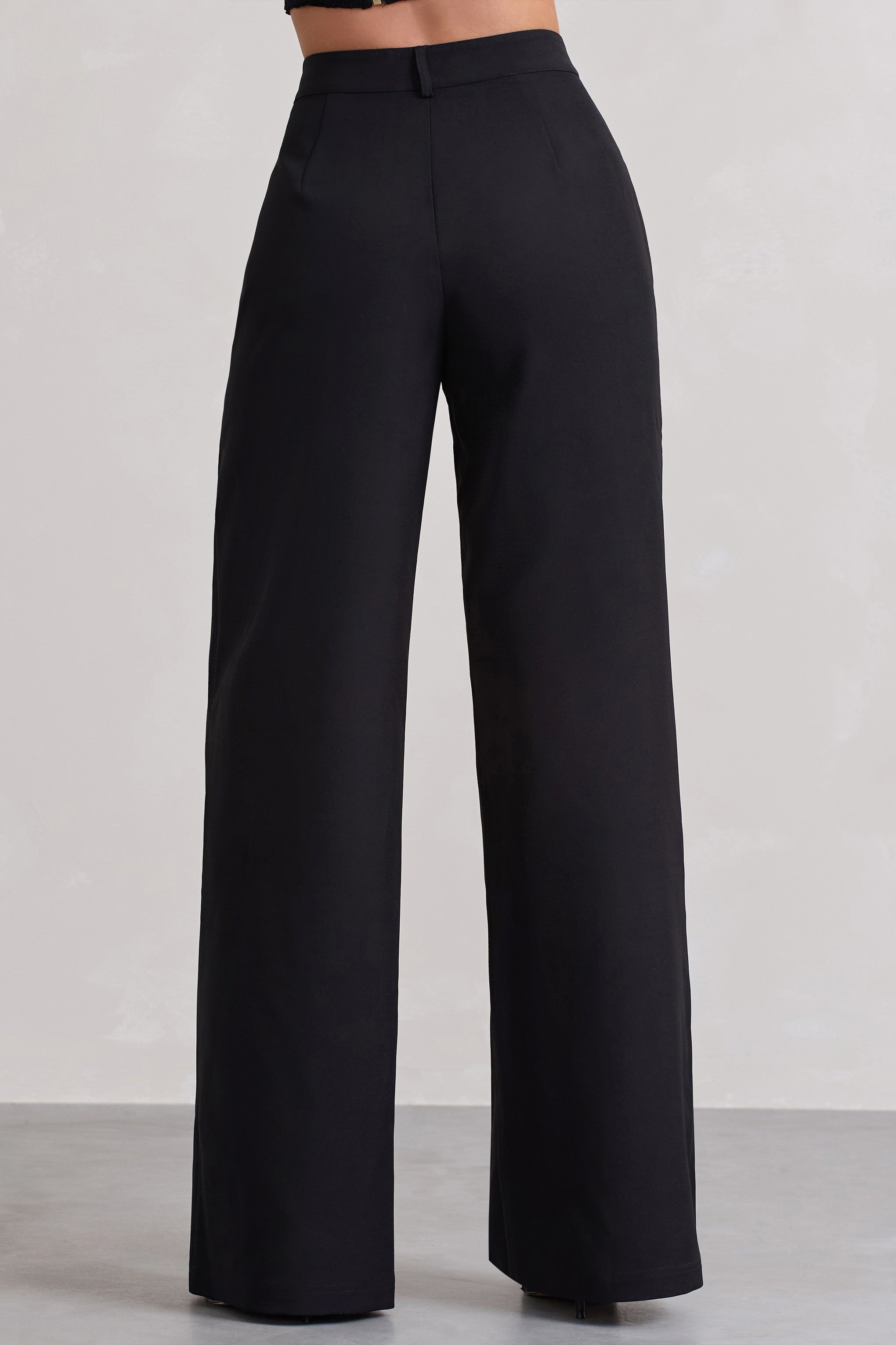 Seraphine London™ | Black High Waist Wide-Leg Trousers