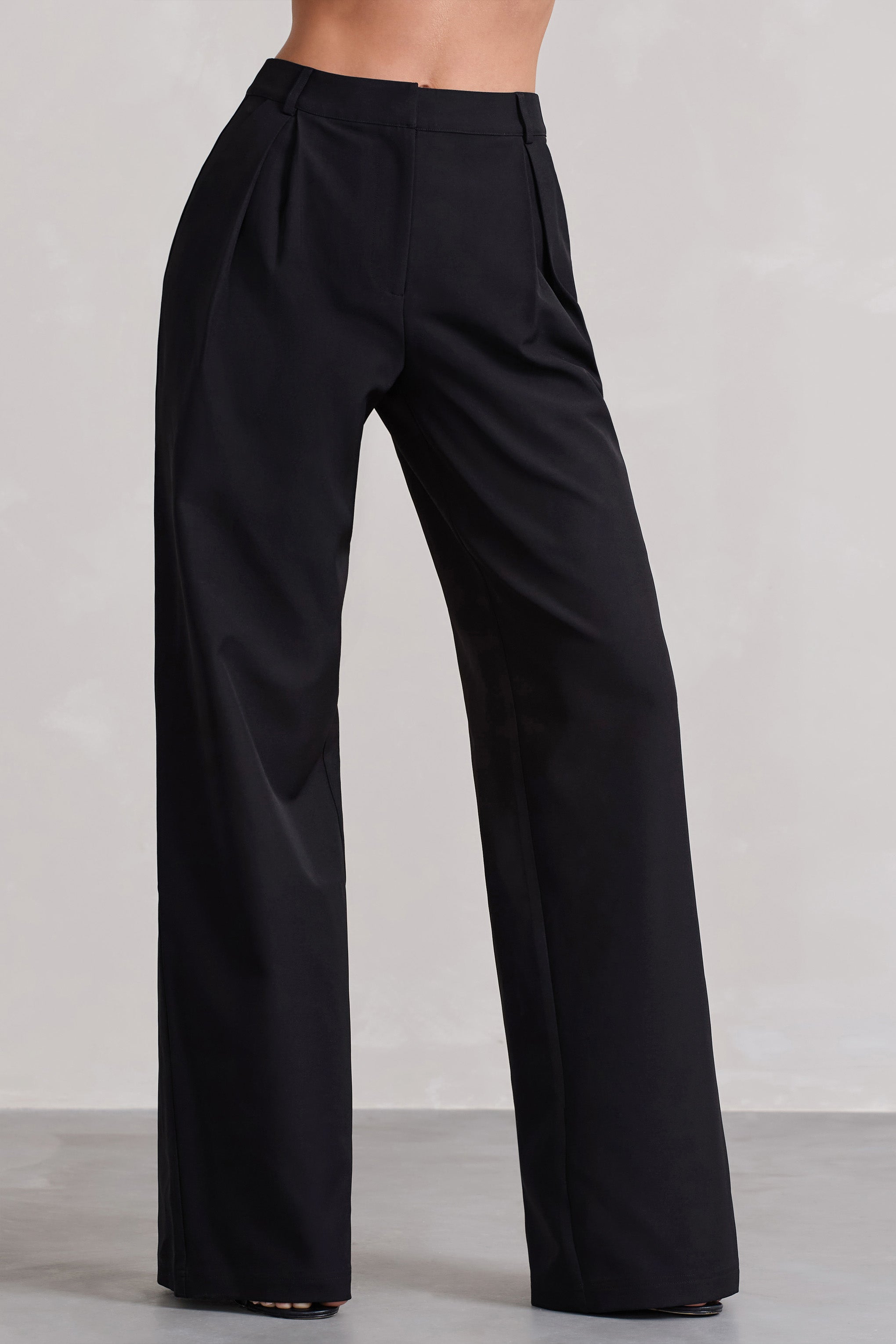 Seraphine London™ | Black High Waist Wide-Leg Trousers