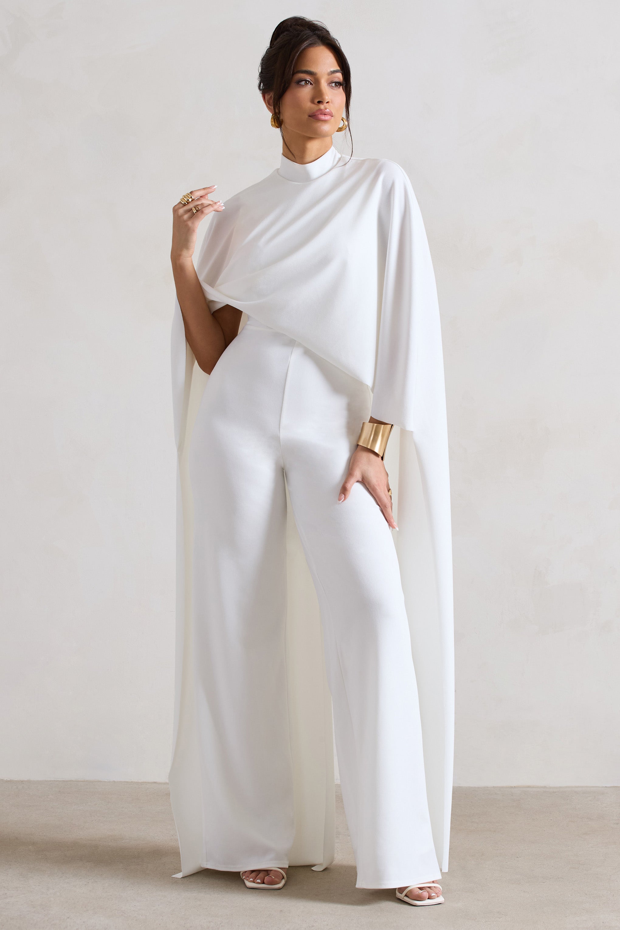 Seraphine London™ | White Cape Jumpsuit