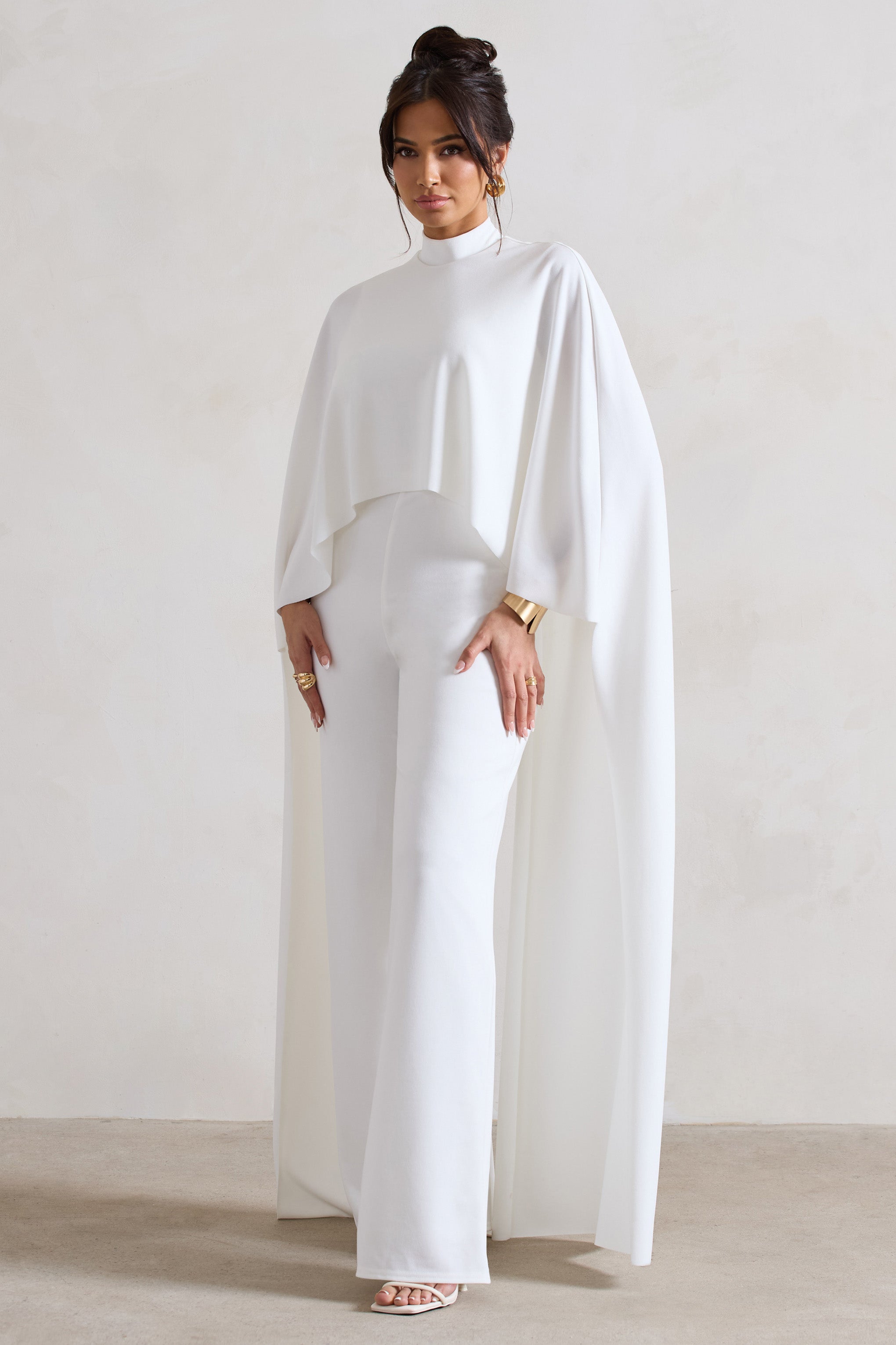 Seraphine London™ | White Cape Jumpsuit