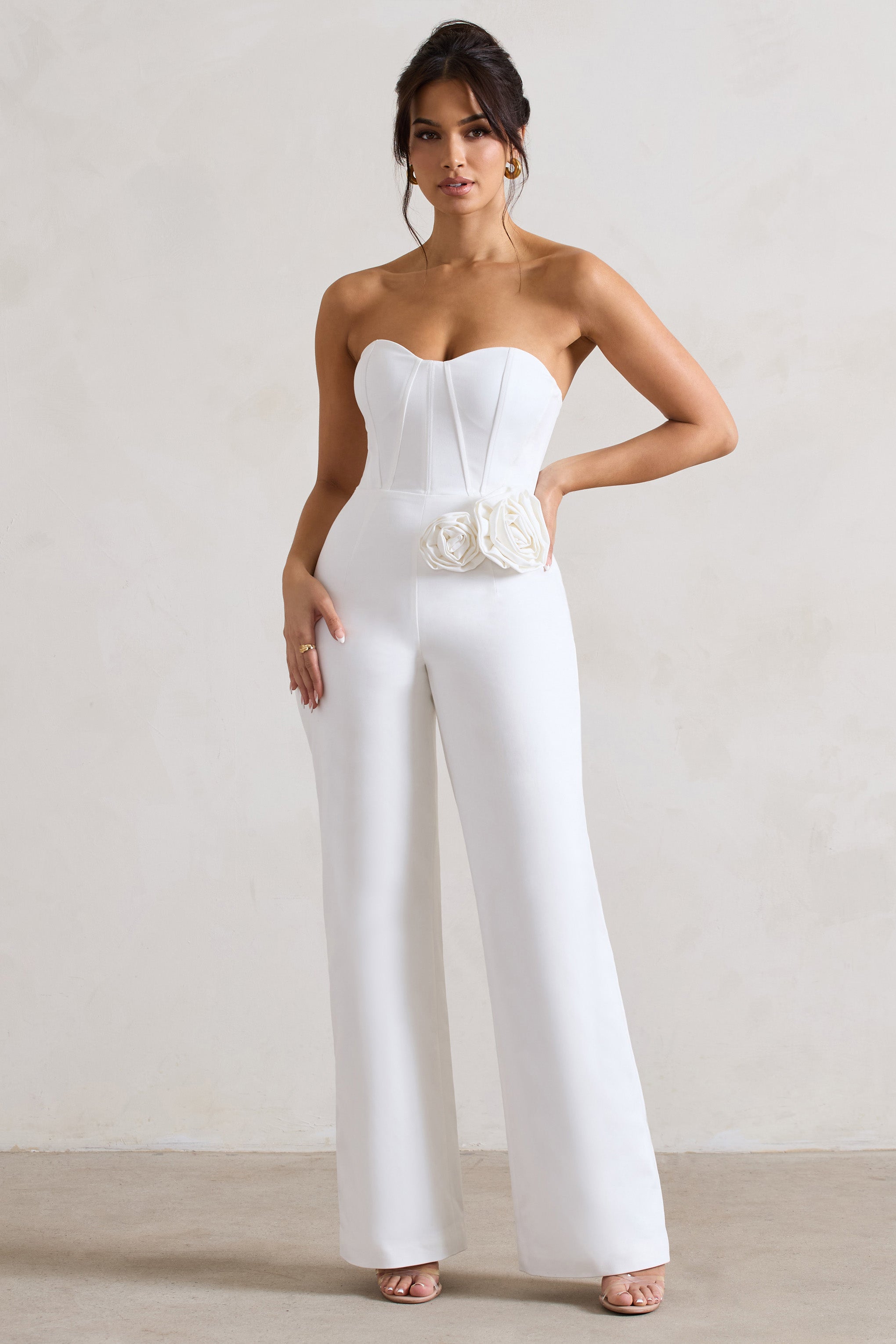 Seraphine London™ | White Corset Straight-Leg Jumpsuit