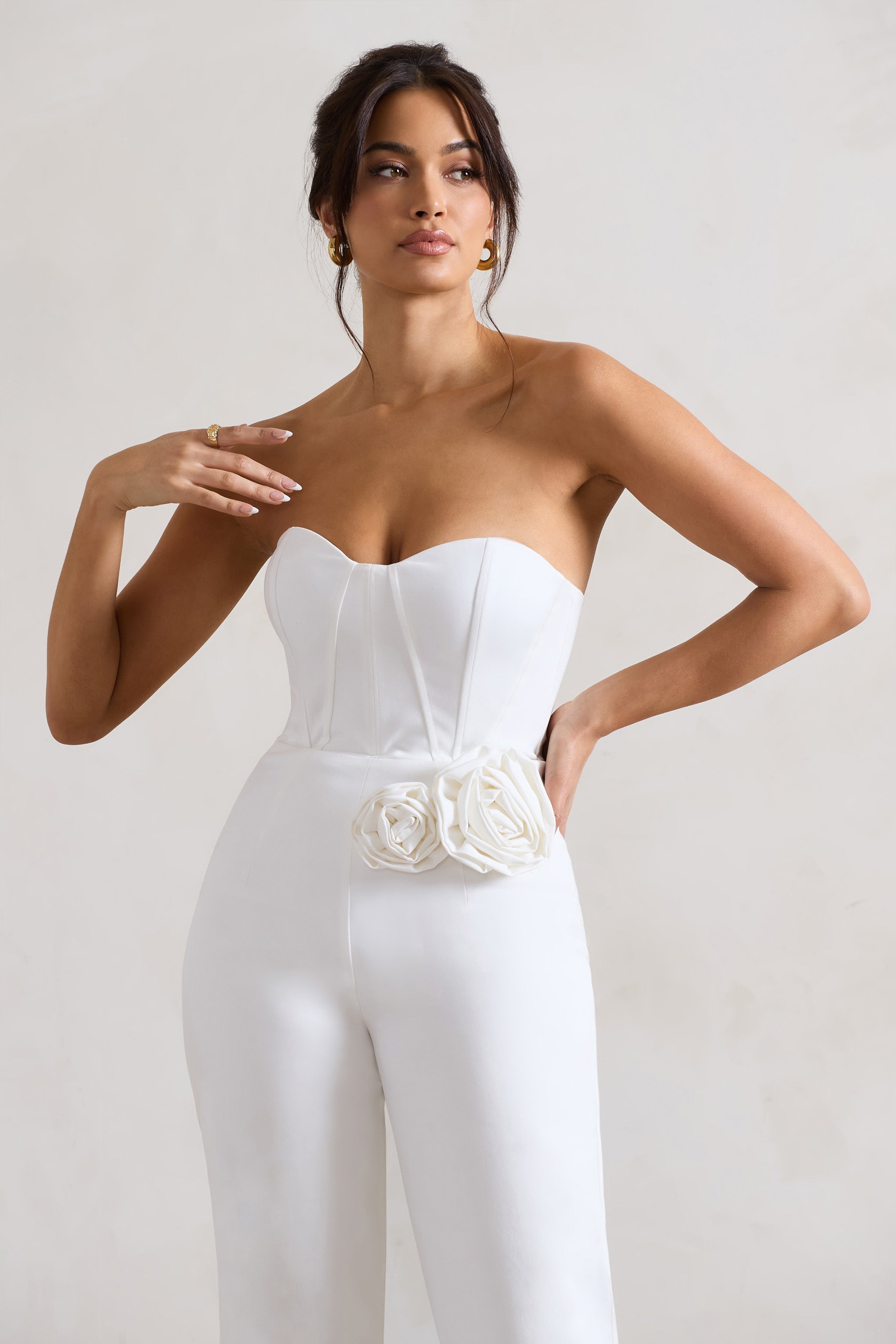Seraphine London™ | White Corset Straight-Leg Jumpsuit