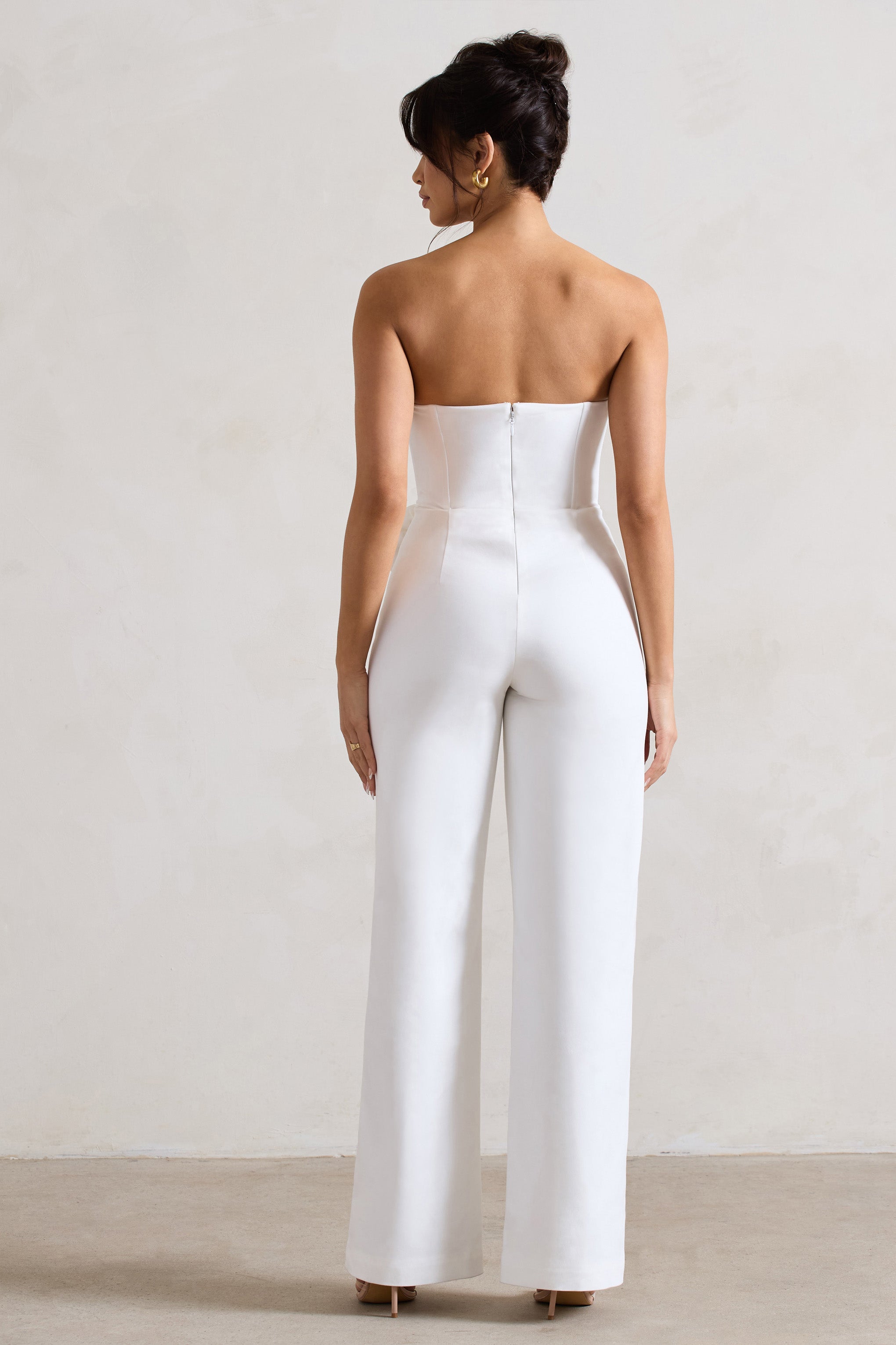 Seraphine London™ | White Corset Straight-Leg Jumpsuit