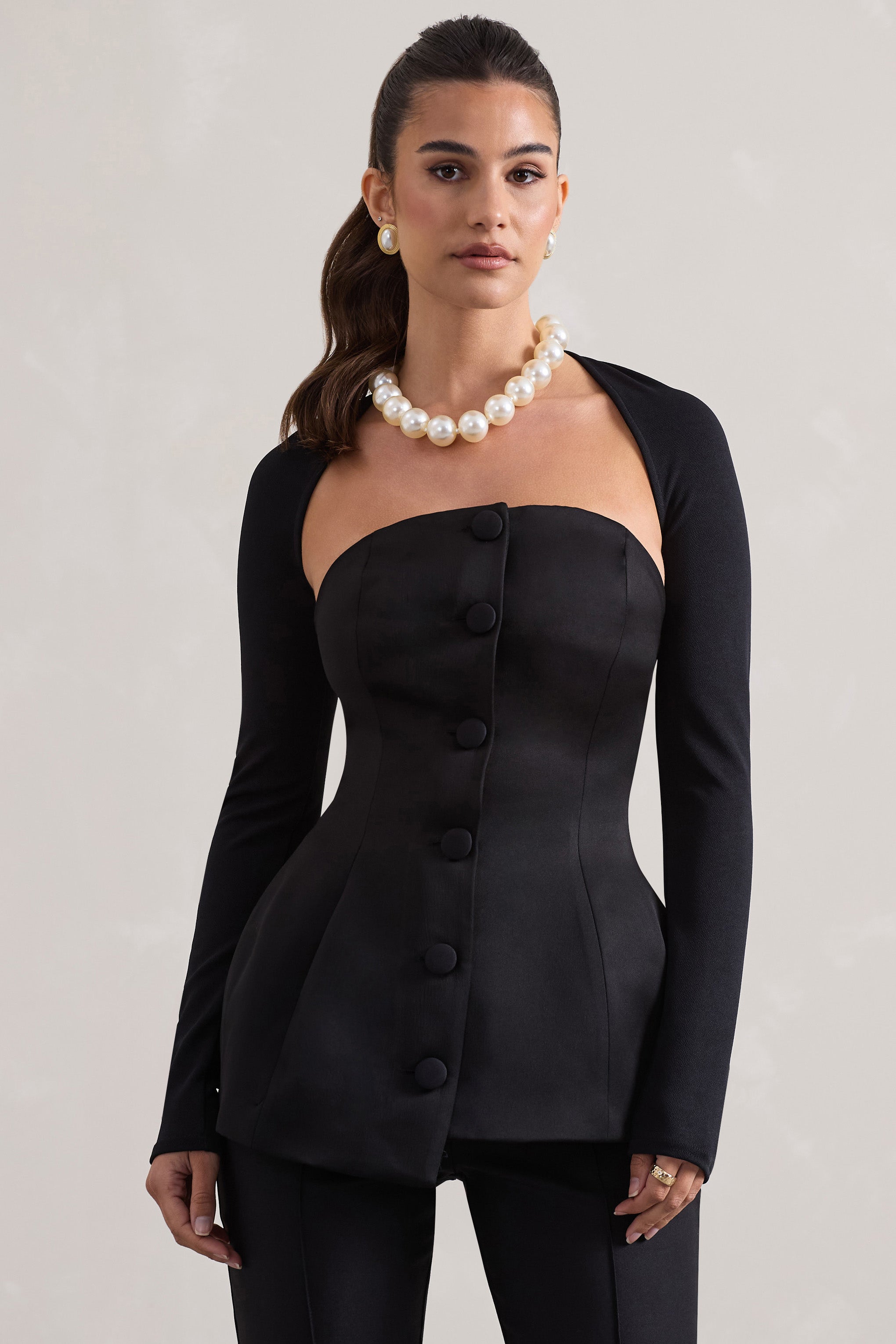 Seraphine London™ | Black Long-Sleeve Shrug