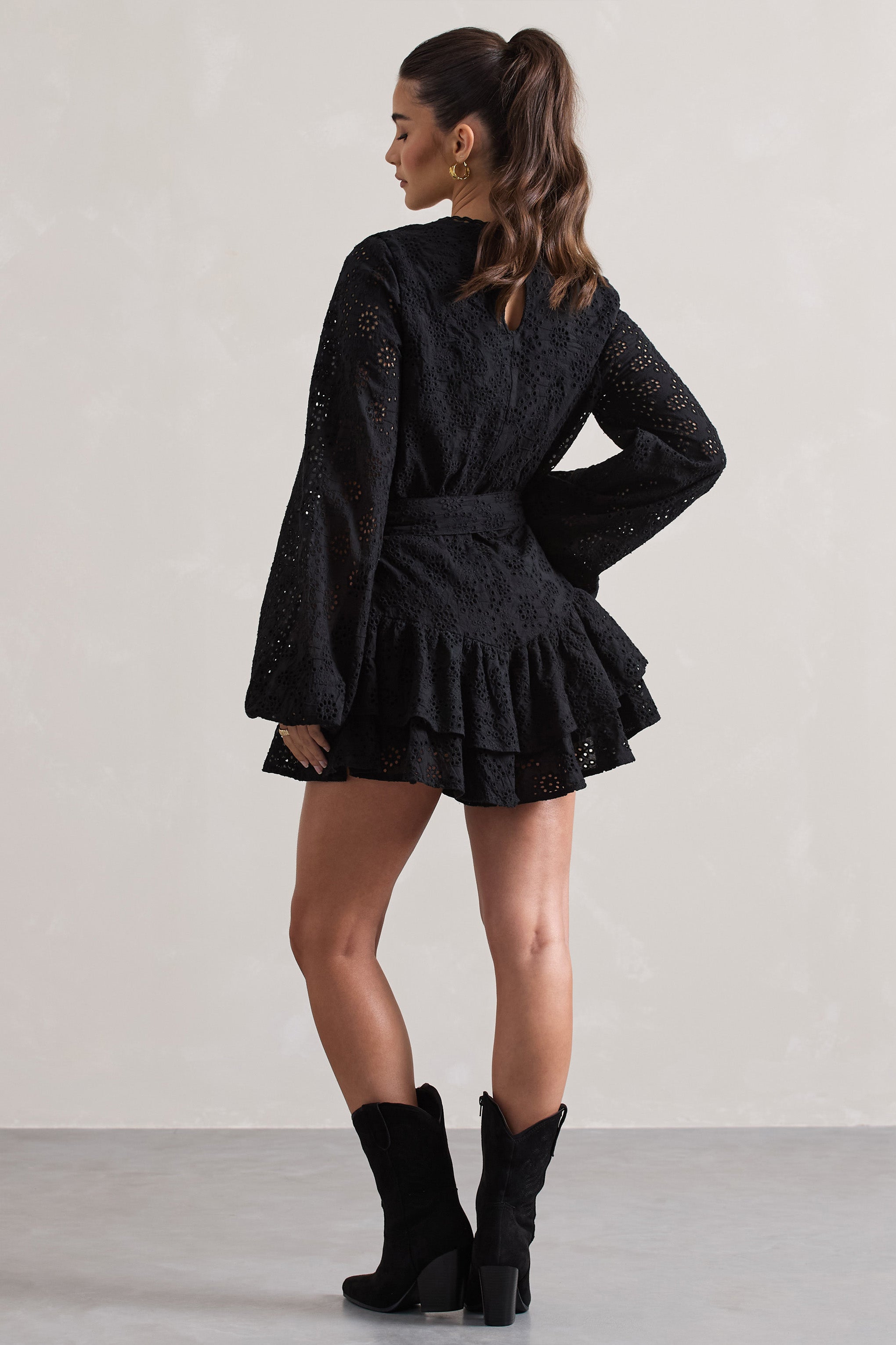 Seraphine London™ | Black Broderie Belted Ruffled Matching Set